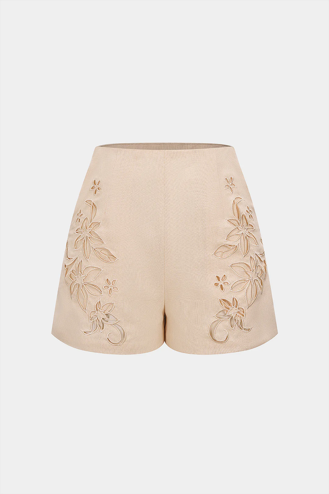 Embroidery Cut Out High Waist Shorts Set - Flockneti