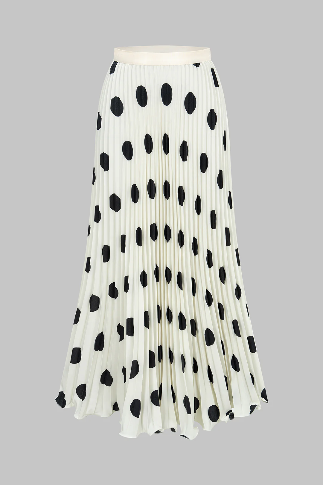 Polka Dots Print Pleated High Waist Skirt - Flockneti