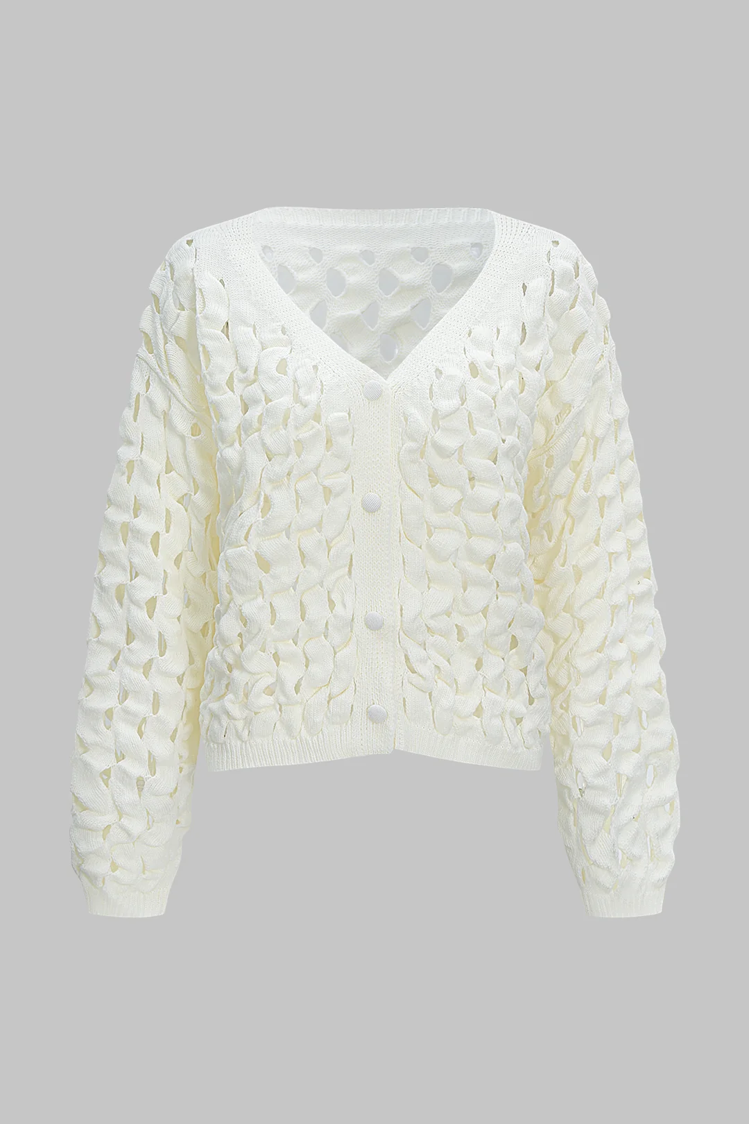 Knit Cut Out Sweater Cardigan - Flockneti