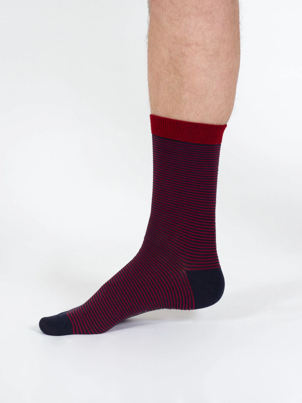 Thin Stripe Bamboo Crew Socks - Red - Flockneti