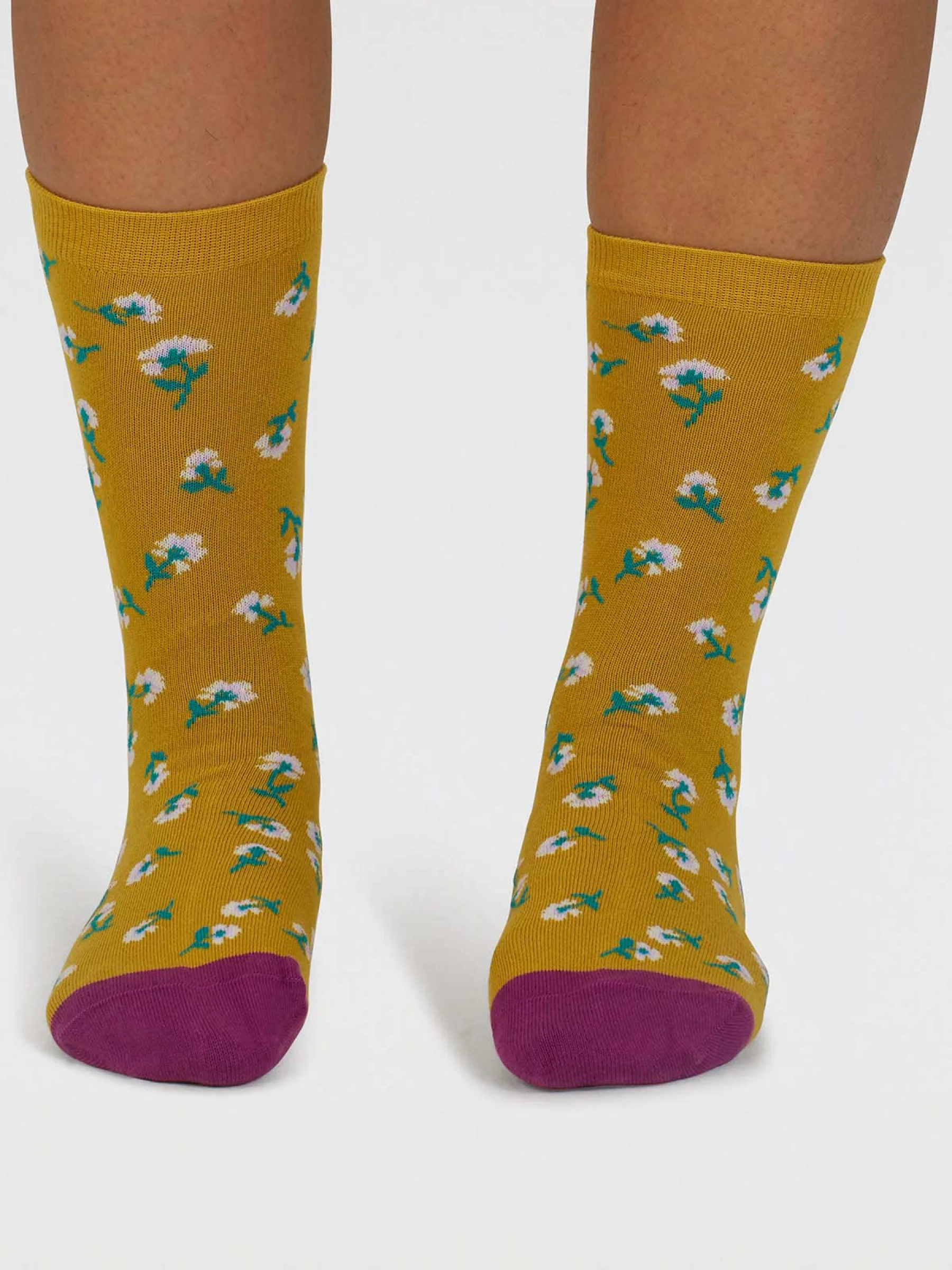 Mapel Floral Bamboo Socks - Lichen Green - Flockneti