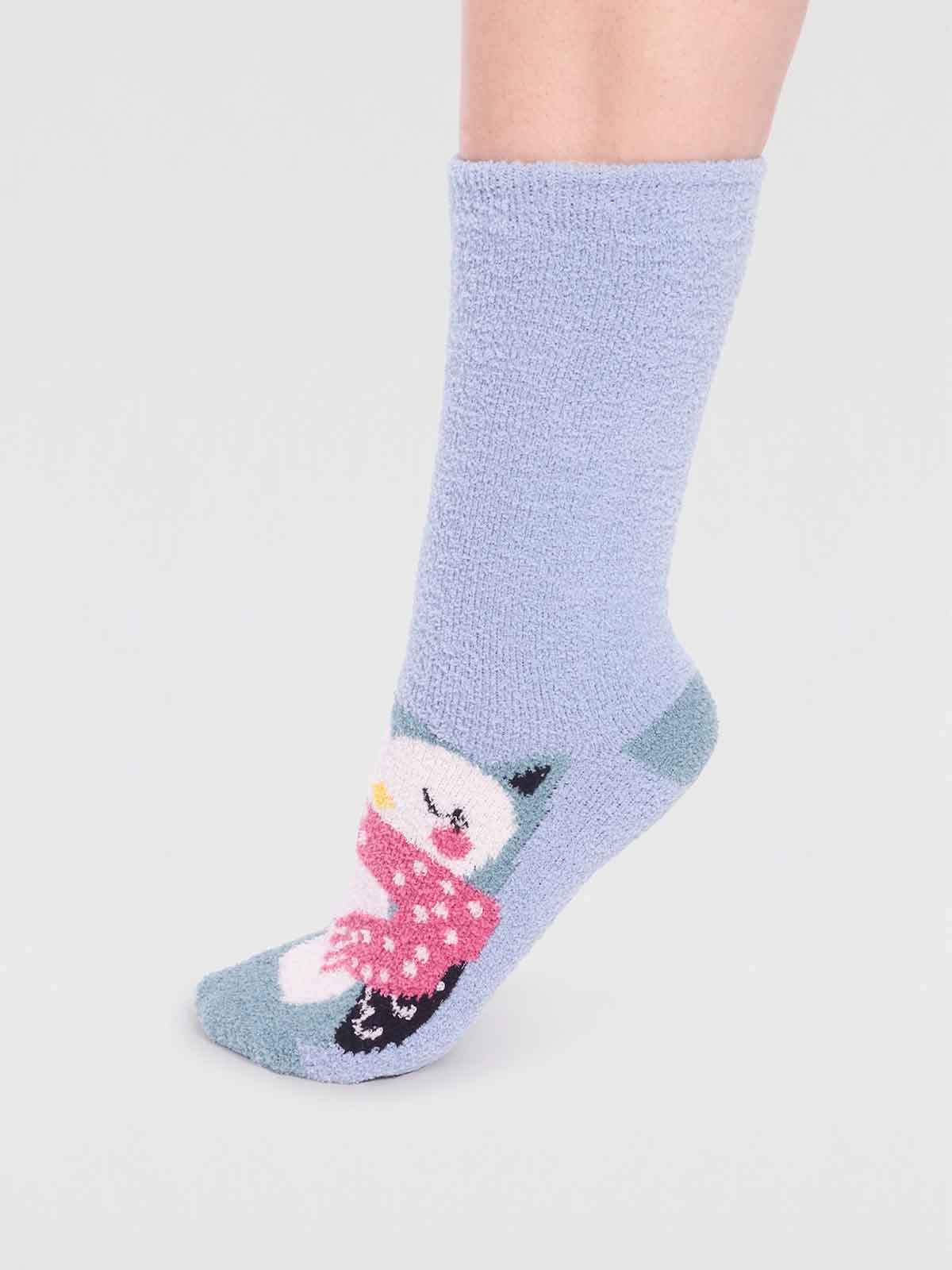 Billie Recycled Polyester Animal Fluffy Sock - Foam Blue - Flockneti