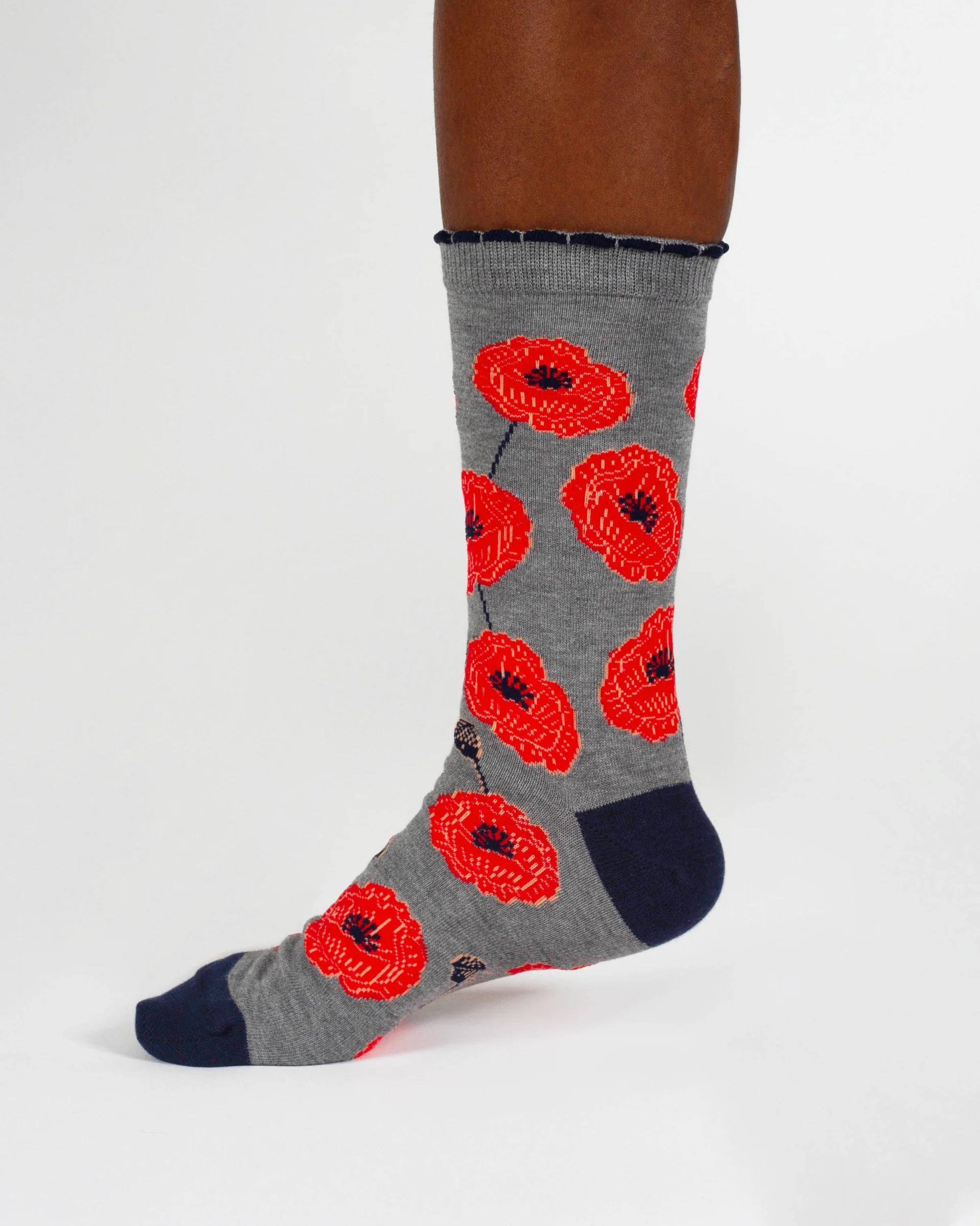 Womens August Birth Flower Sock - Poppy - Flockneti