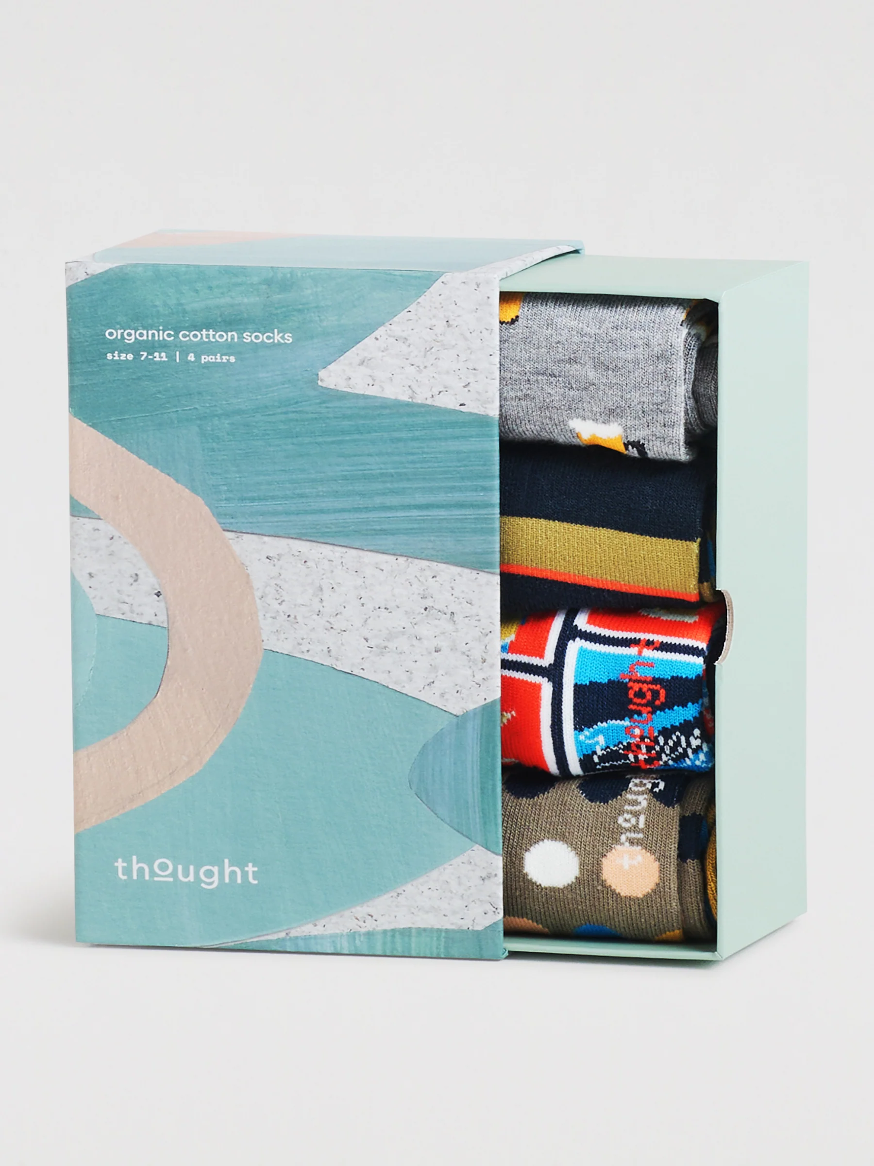 Mens Collins Beer Bamboo 4 Sock Gift Box - Multi - Flockneti