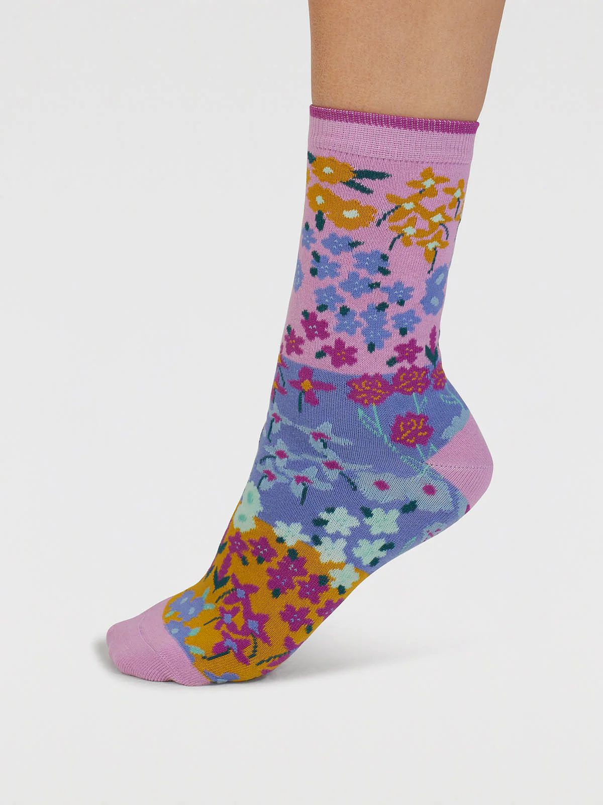 Marguerite Floral Organic Cotton Socks - Dusk Lilac - Flockneti