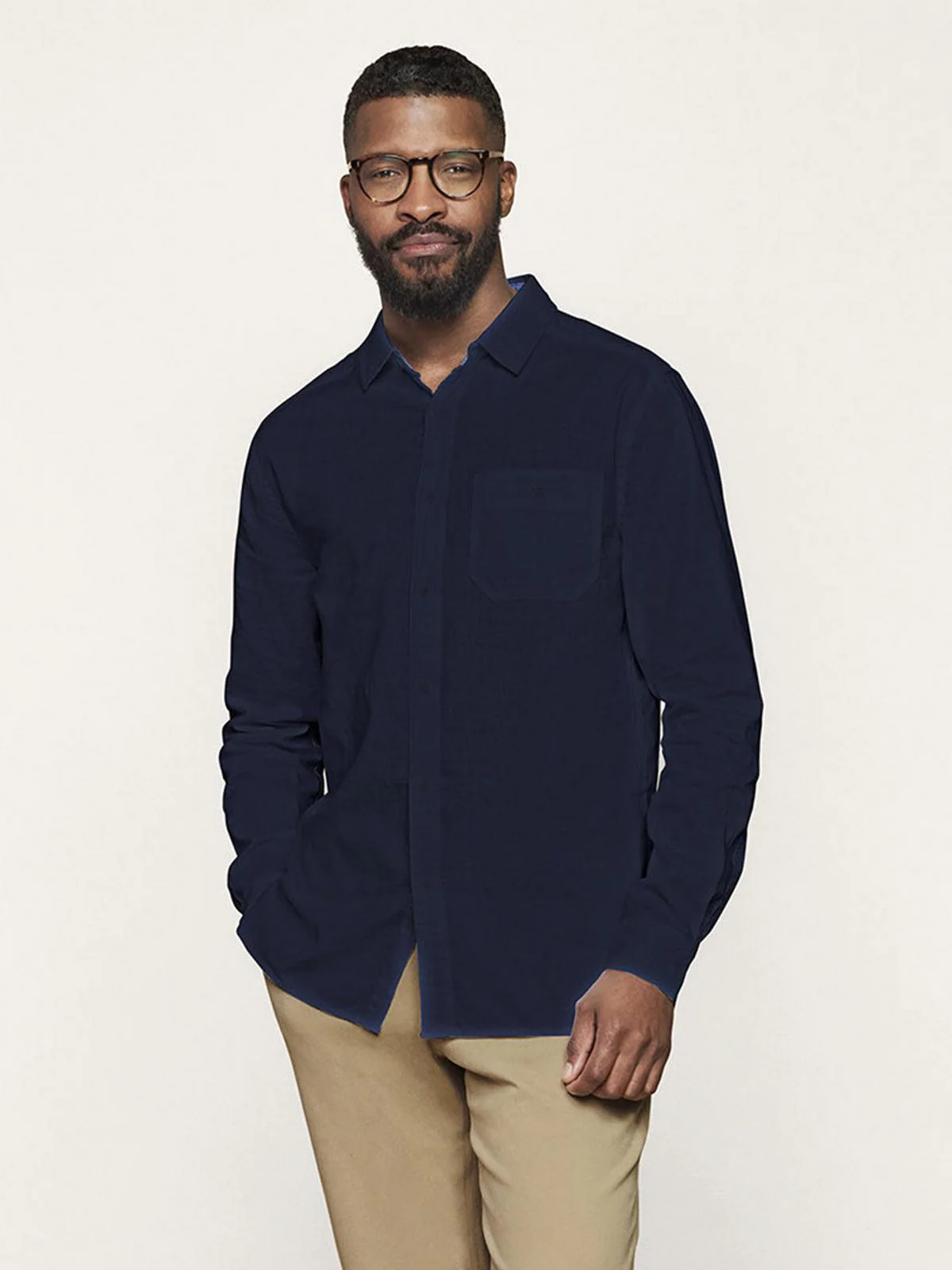 Grayson Long Sleeve Shirt - Navy - Flockneti