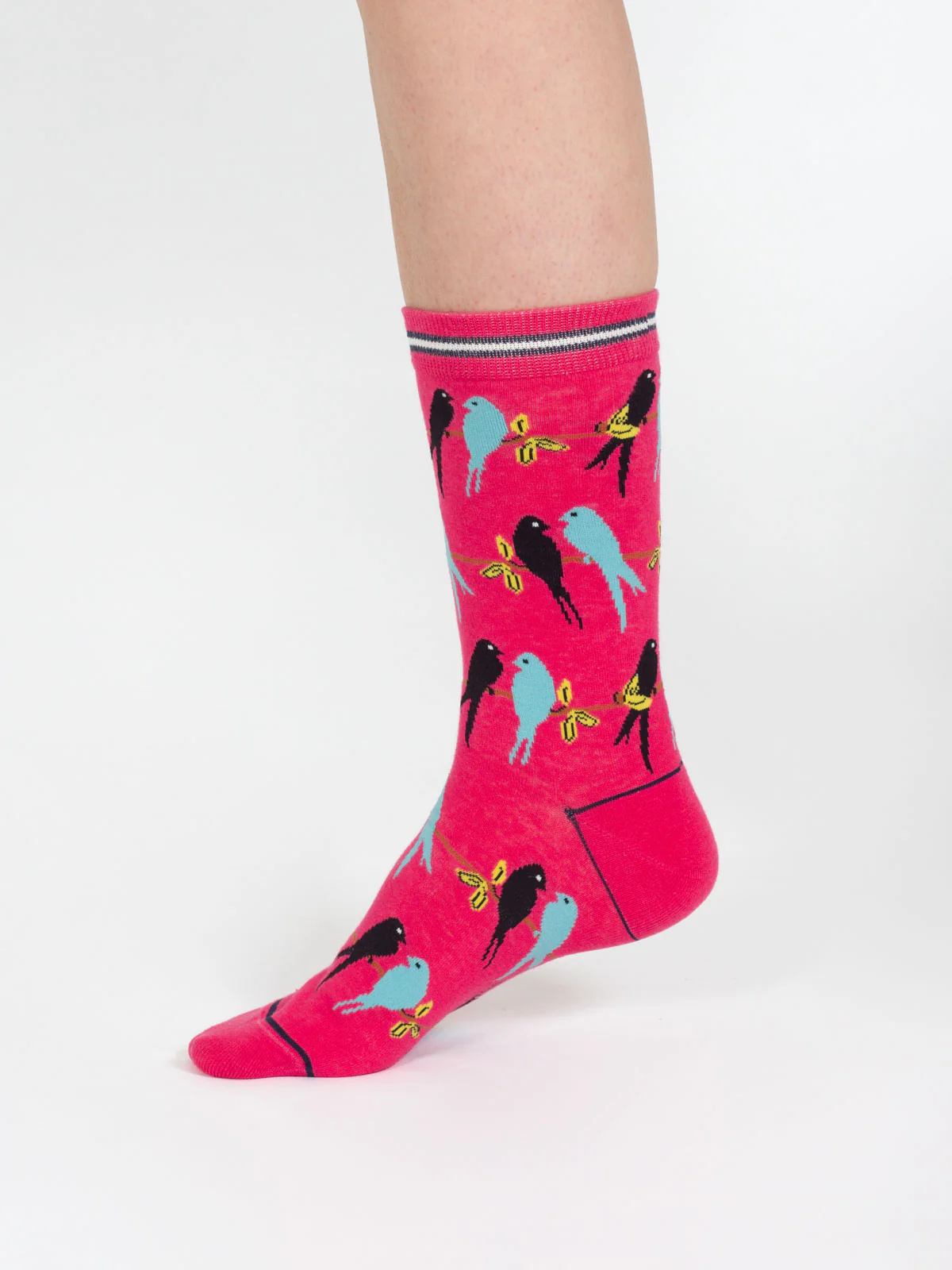 Lovebird Silhouette Organic Cotton Socks - Coral - Flockneti