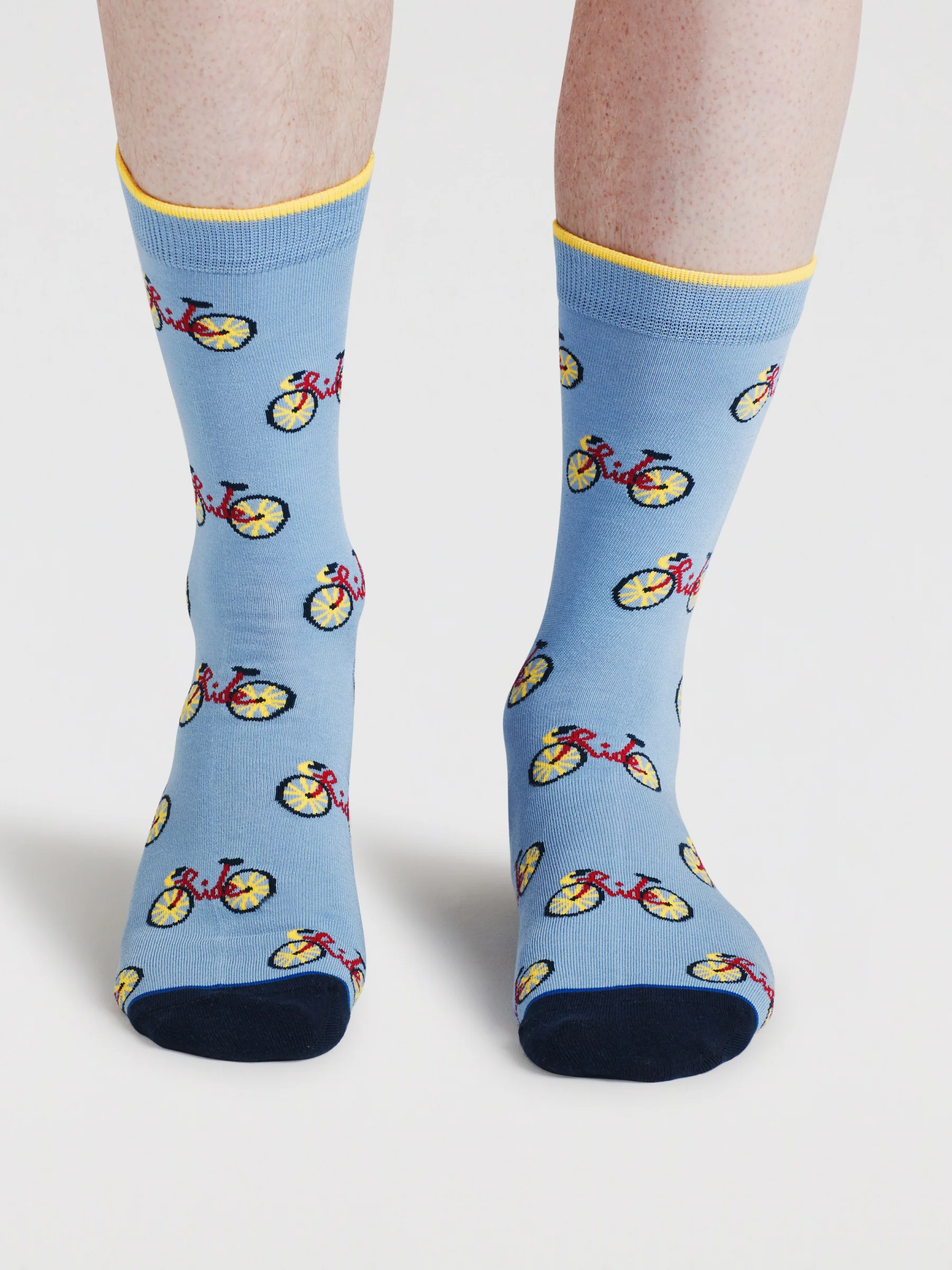 Mens Berne Bike Bamboo Socks - Storm Blue - Flockneti