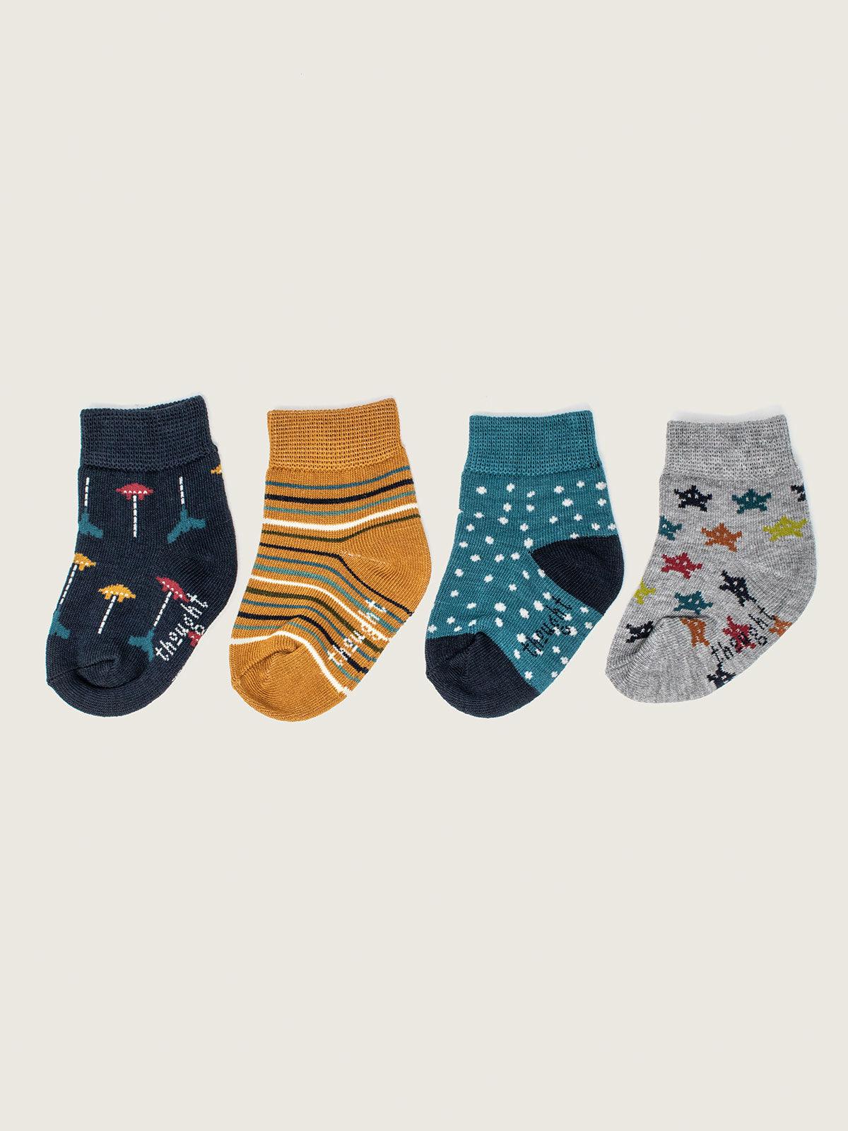 Retro Arcade Games Box of 4 Baby Socks - Multi - Flockneti