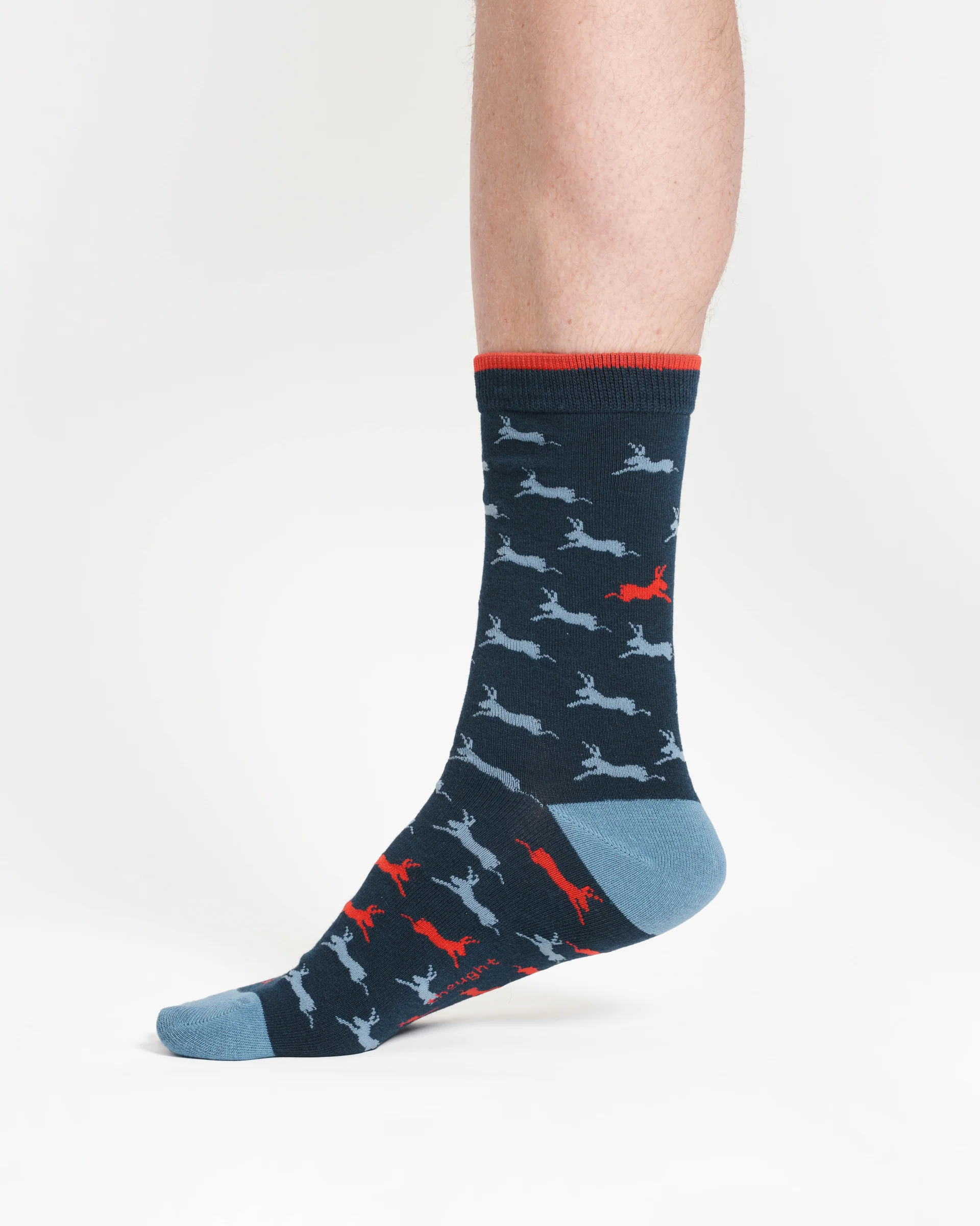 Hare Bamboo Crew Socks - Navy/Hare - Flockneti