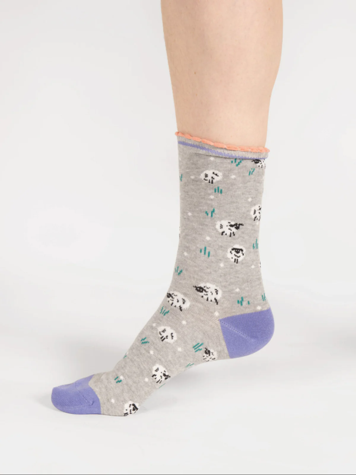 Womens Sheep Bamboo Socks - Grey Marl - Flockneti