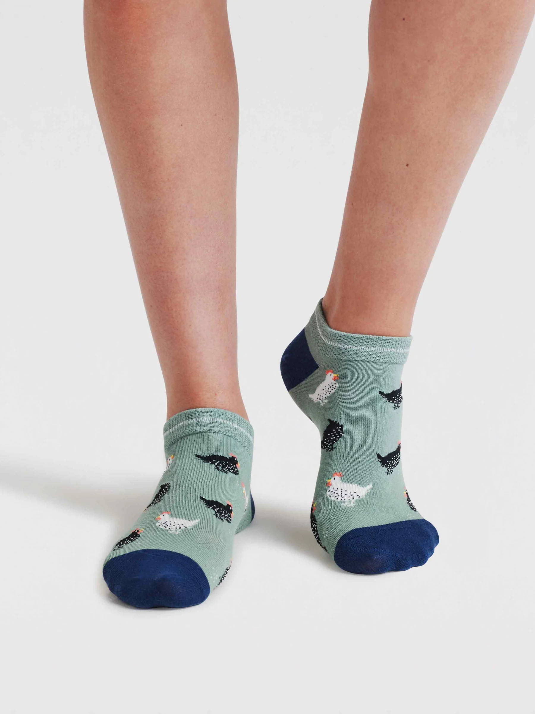 Womens Celia Chicken Bamboo Trainer Socks - Pistachio Green - Flockneti