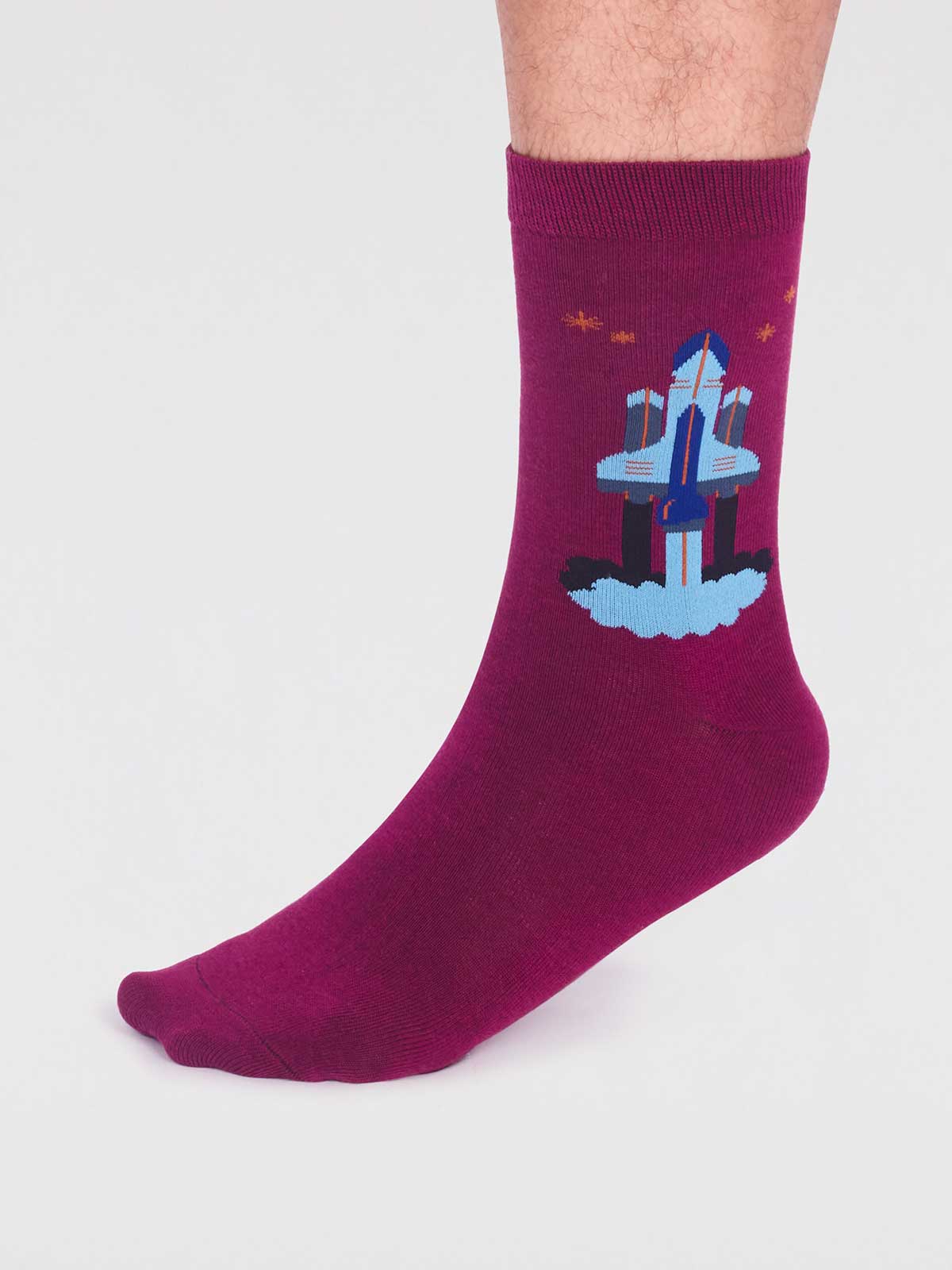Onyx Organic Cotton Rocket Socks - Fig Purple - Flockneti