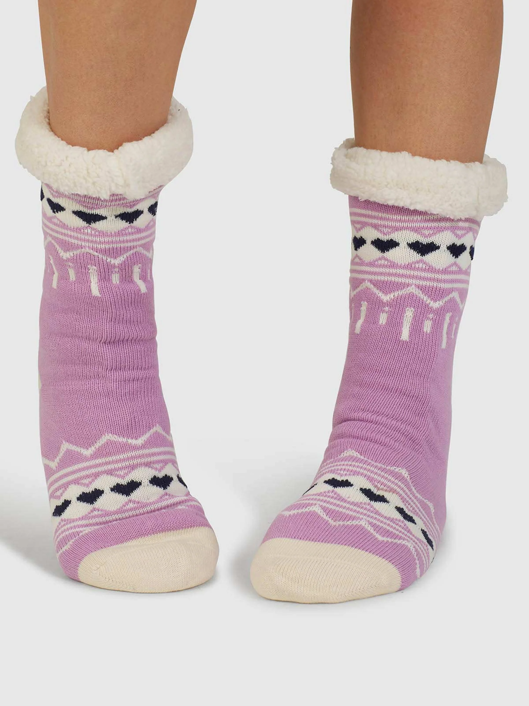 Ilah Fair Isle Slipper Socks - Dusk Lilac - Flockneti