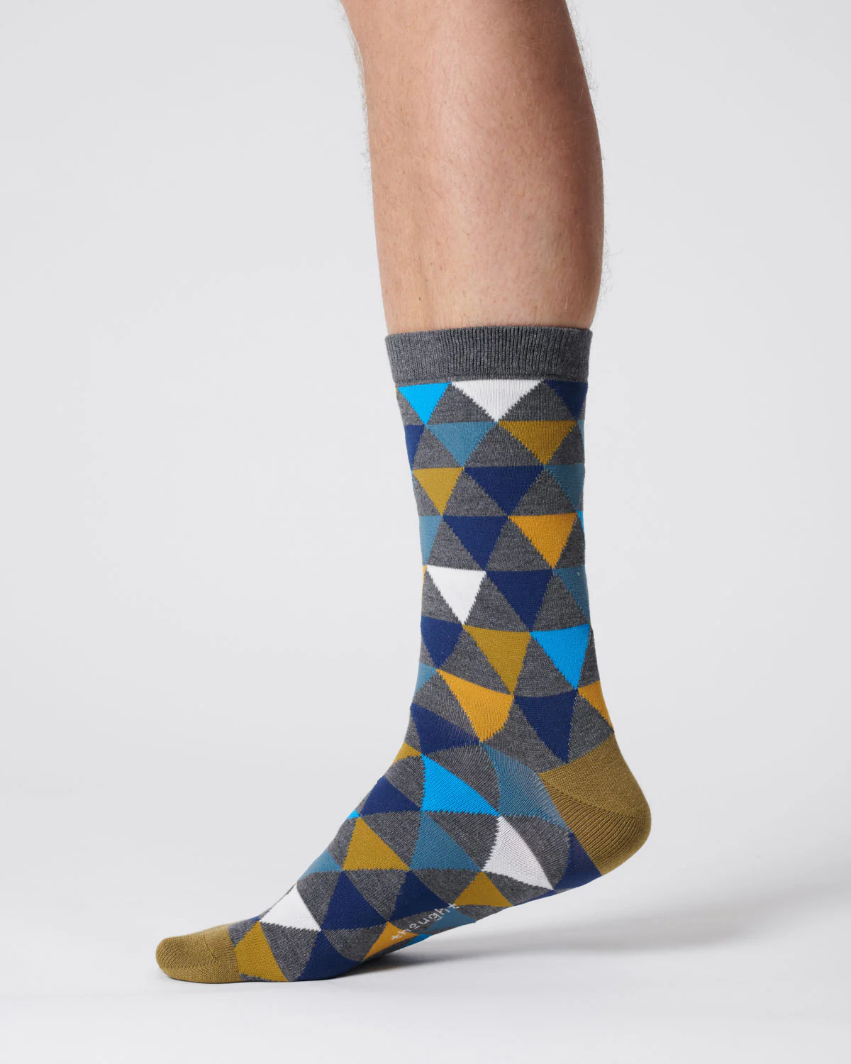 Mens Geo Triangle Bamboo Socks - Dark Grey Marl - Flockneti