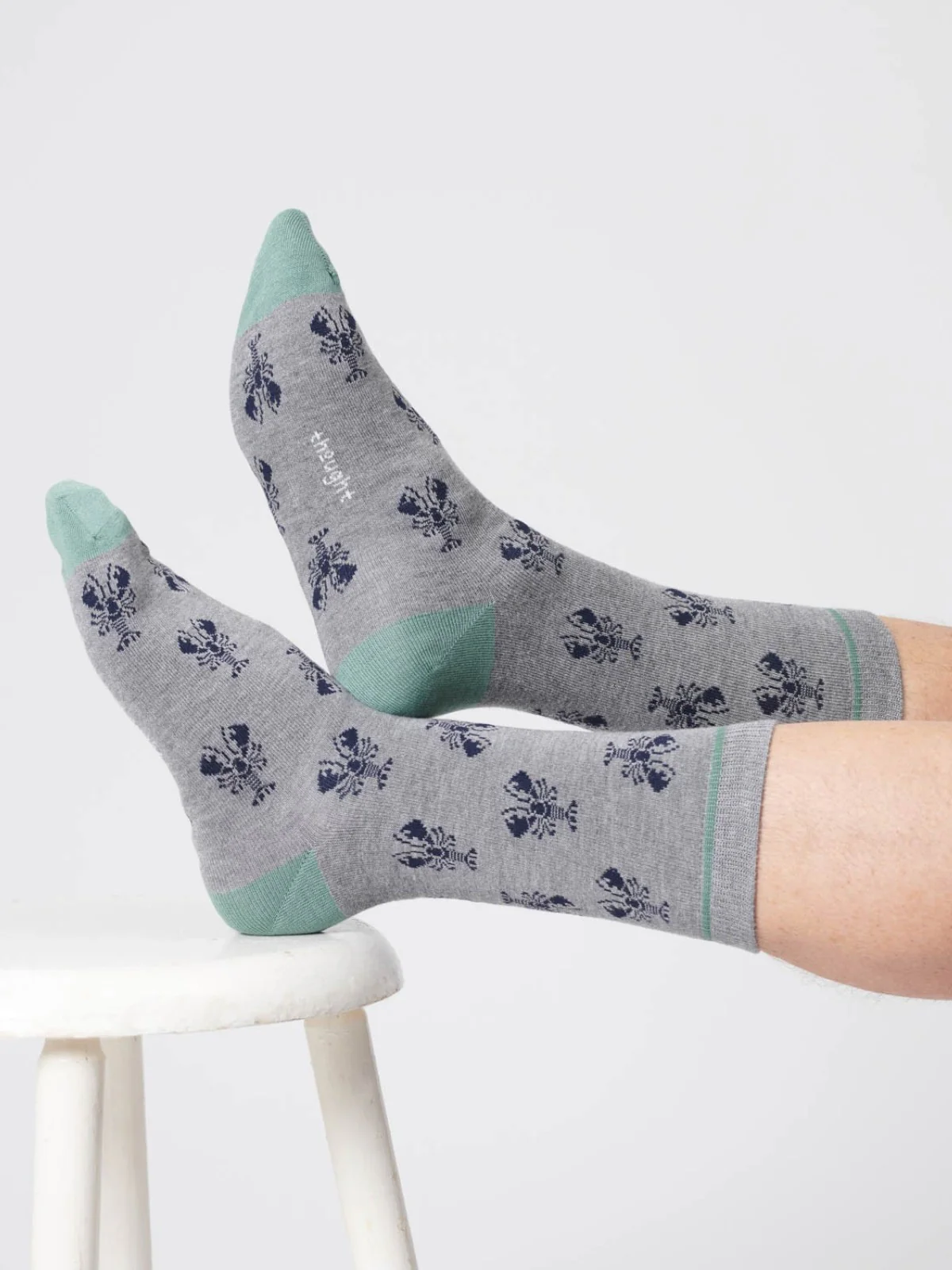 Mens Lobster Bamboo Socks - Grey Marl - Flockneti