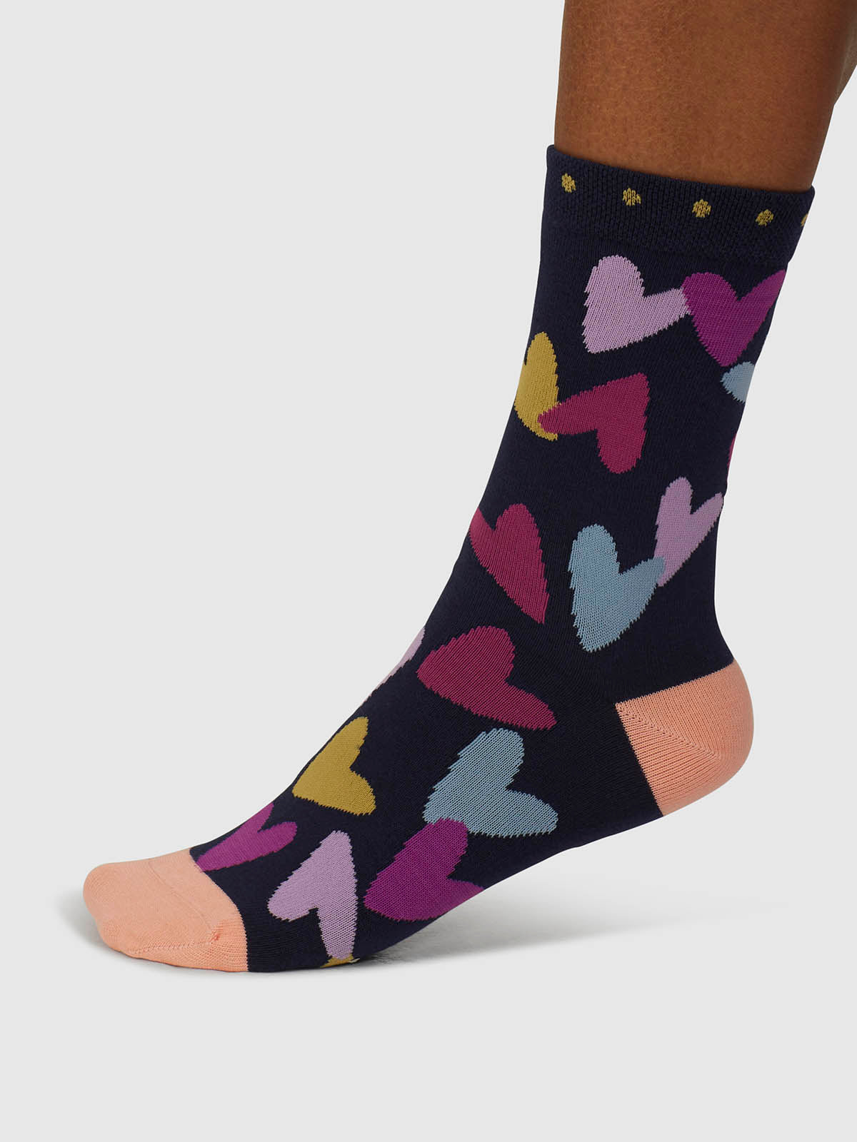 Tyas Heart Organic Cotton Socks - Navy - Flockneti