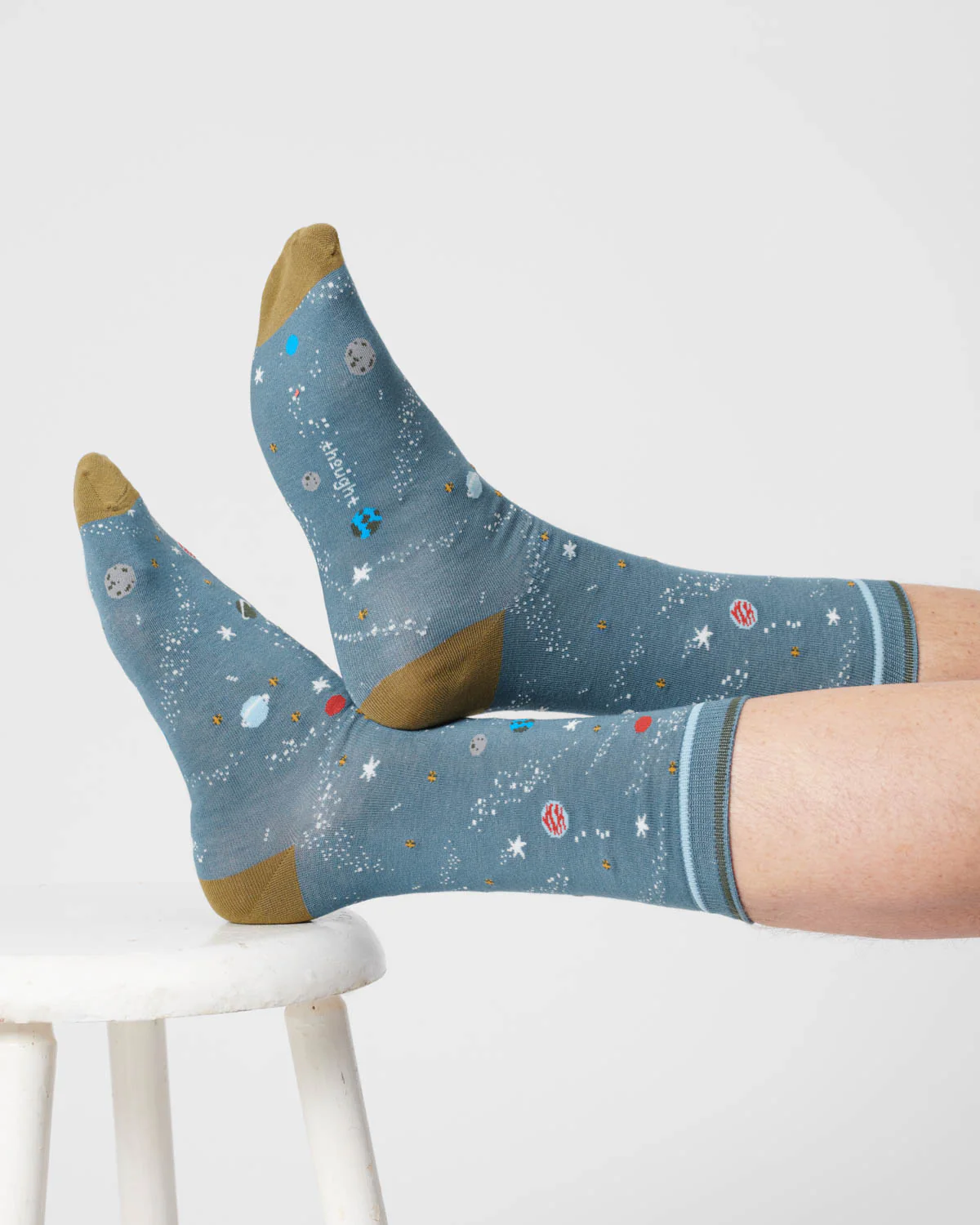 Mens Galaxy Organic Cotton Socks - Misty Blue - Flockneti