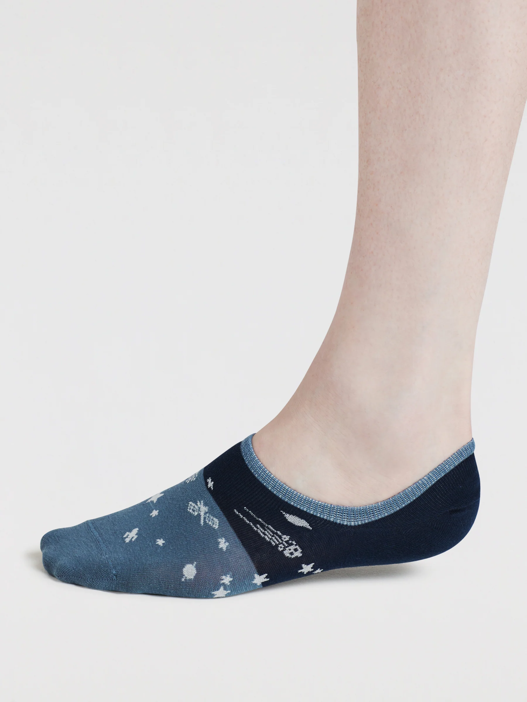 Space Colour-Block Organic Cotton No-Show Socks - Navy - Flockneti