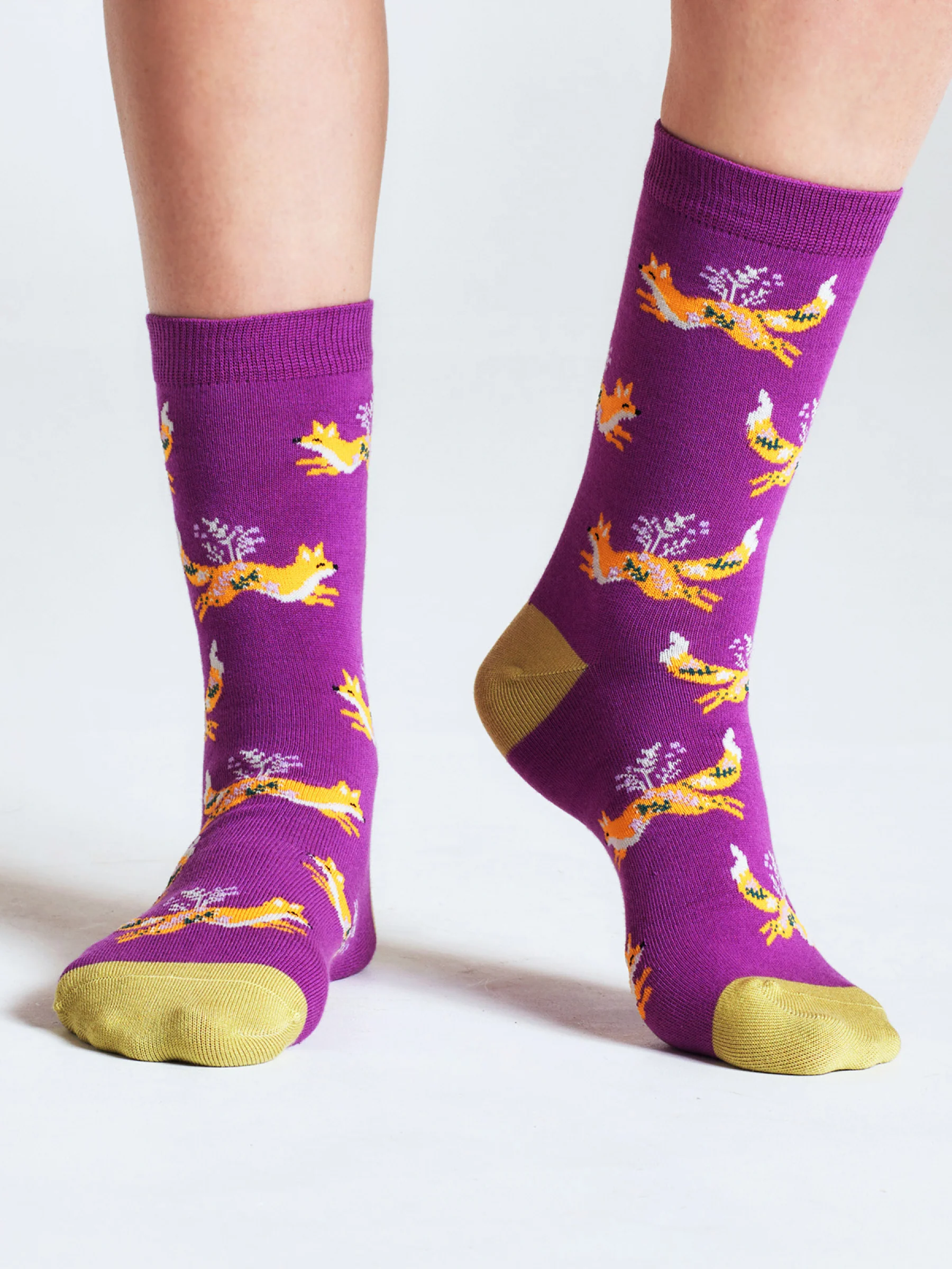 Bess Fox Bamboo Socks - Magenta Pink - Flockneti
