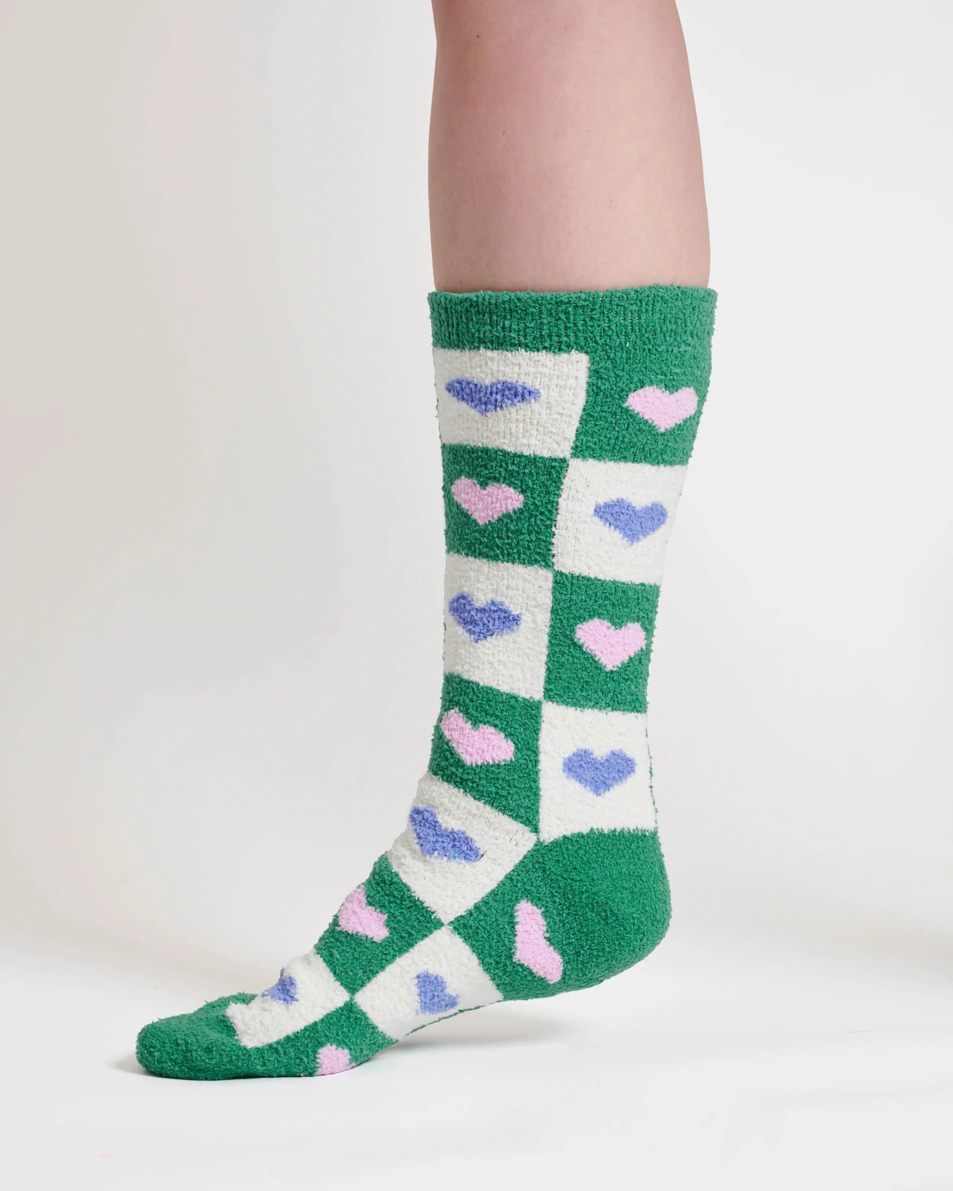 Mono Heart Recycled Polyester Socks - Multi Green - Flockneti