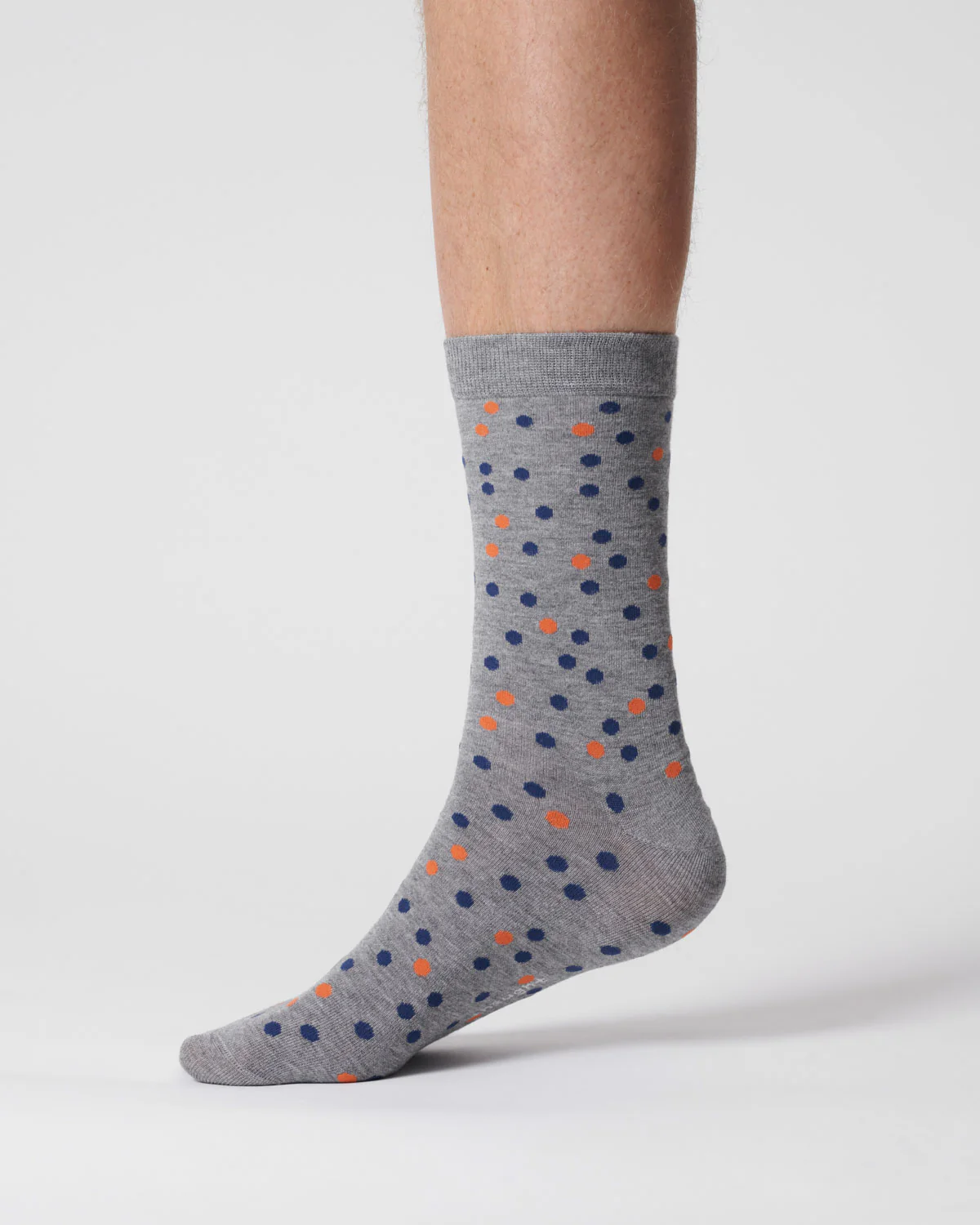 Mens Dotty Organic Cotton Socks - Grey Marl - Flockneti