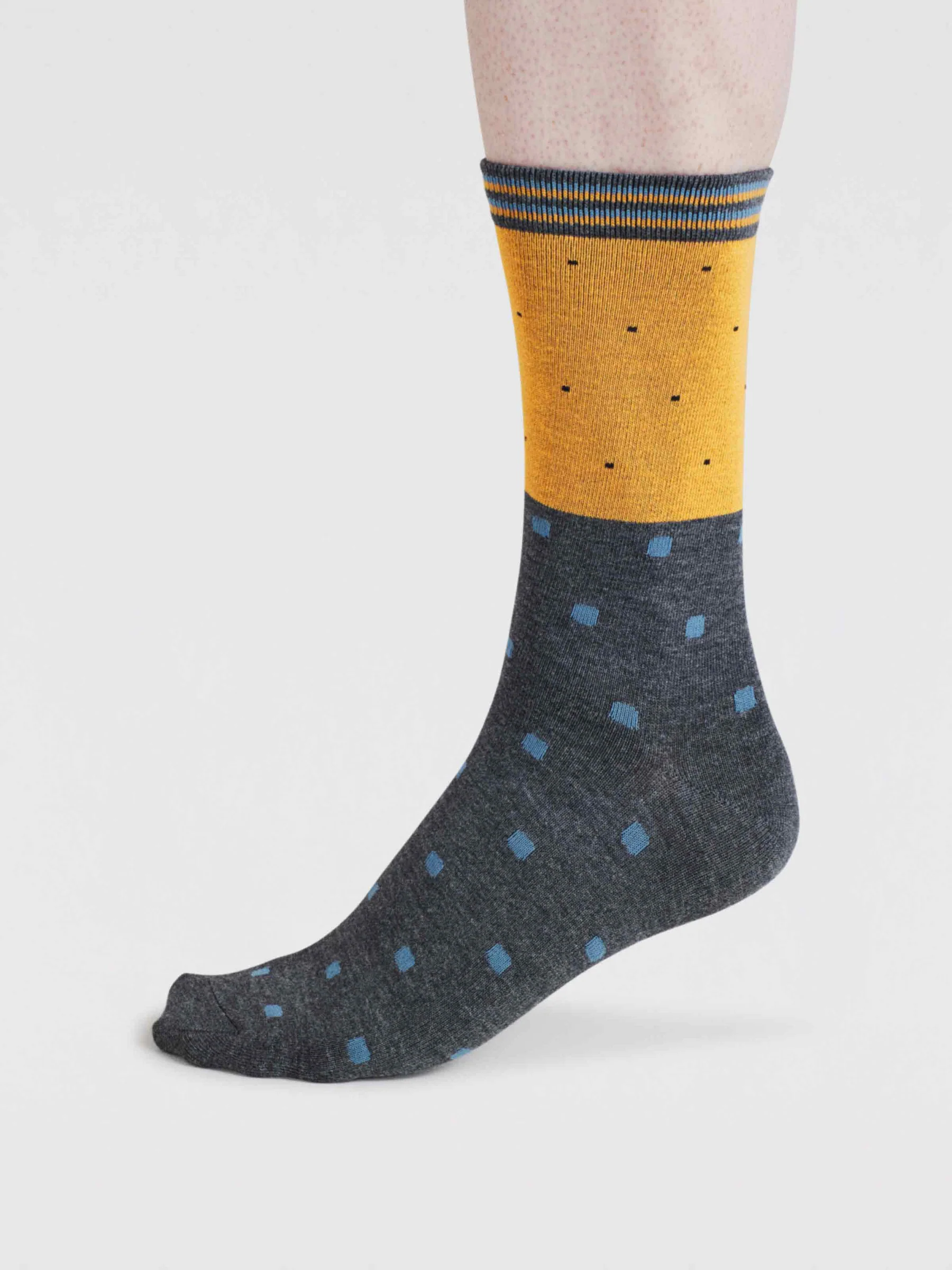 Falon Spot Bamboo Socks - Cumin Yellow - Flockneti