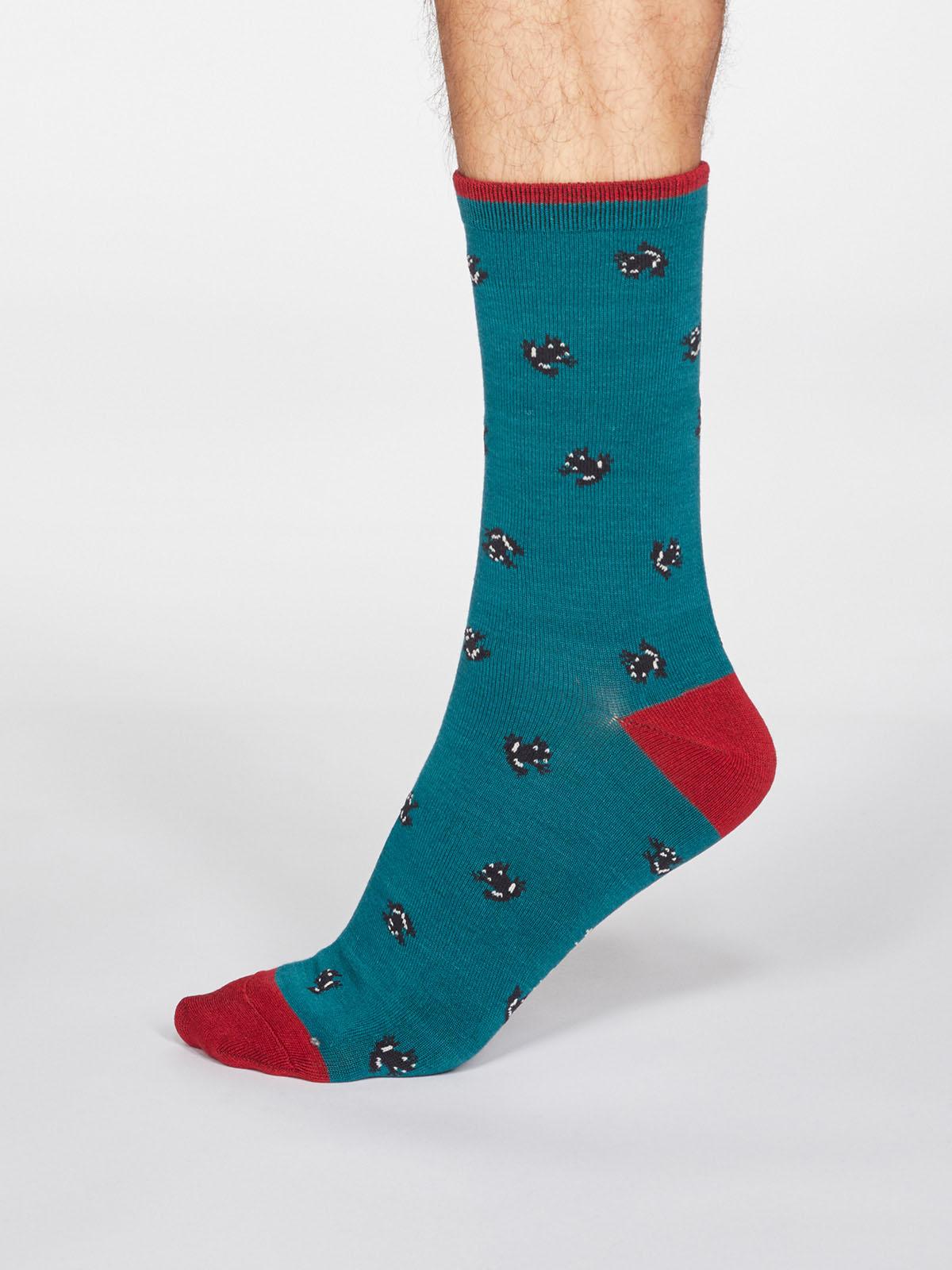 Wesley Frog Socks - Teal Green - Flockneti