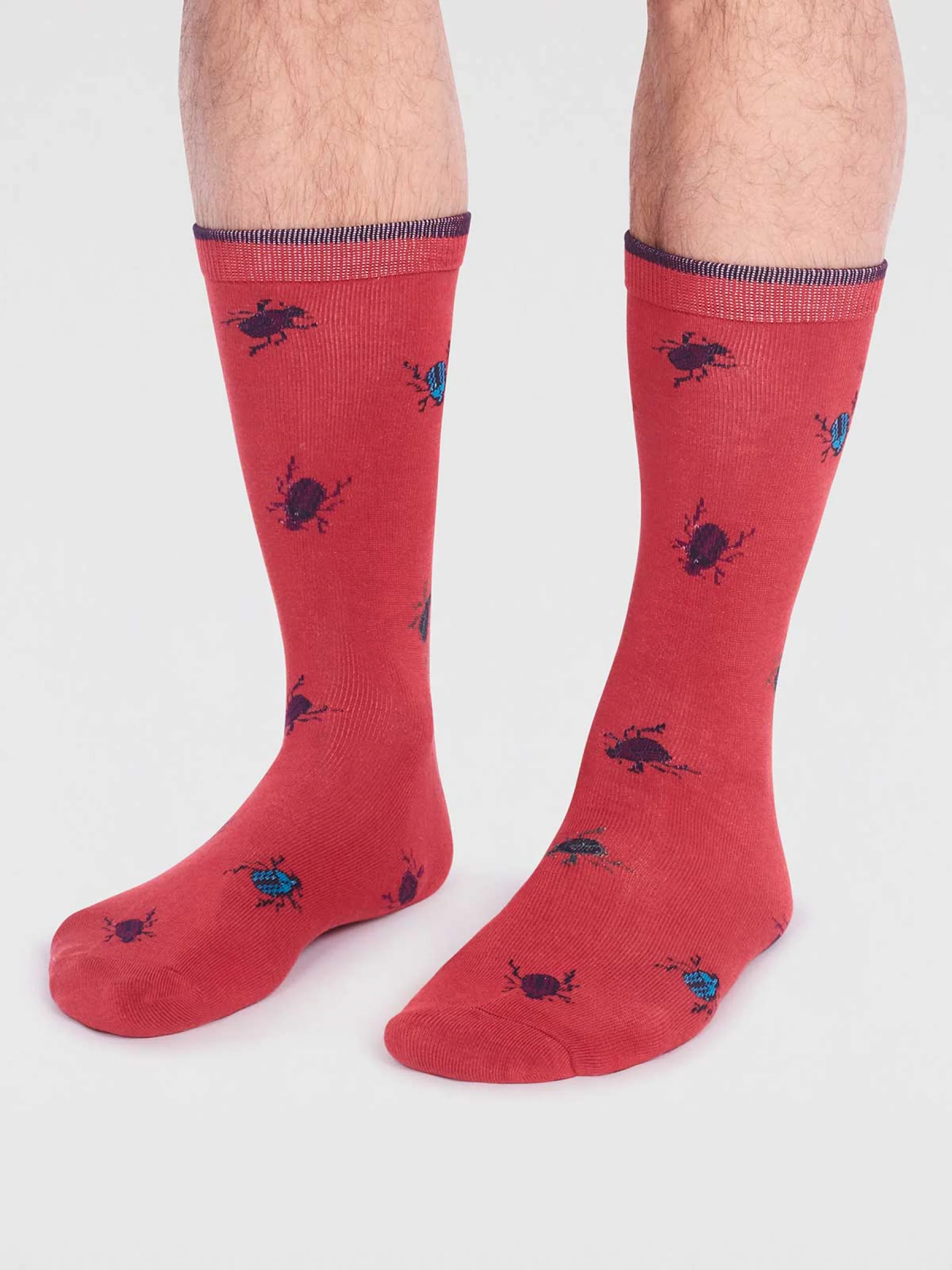 Brody Bamboo Bug Socks - Hibiscus Red - Flockneti