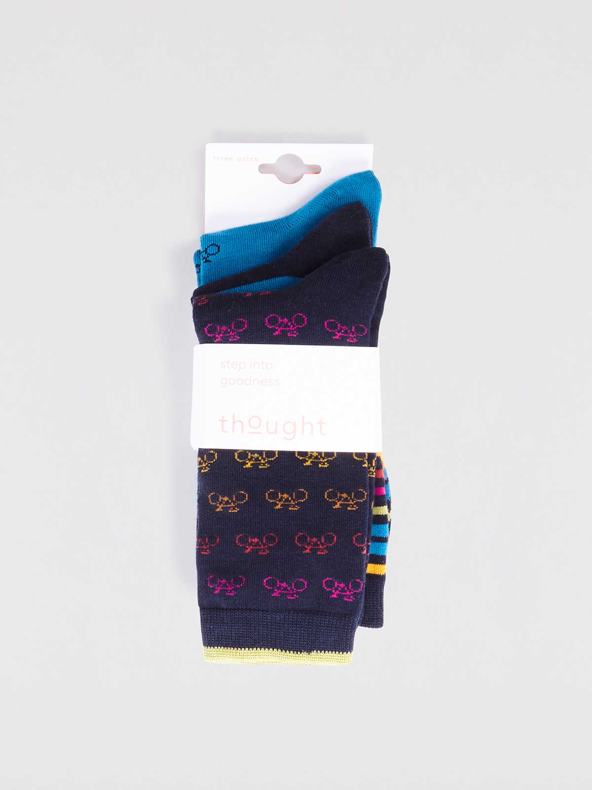 Brandon Bamboo Bike Pack Of Socks - Multi - Flockneti