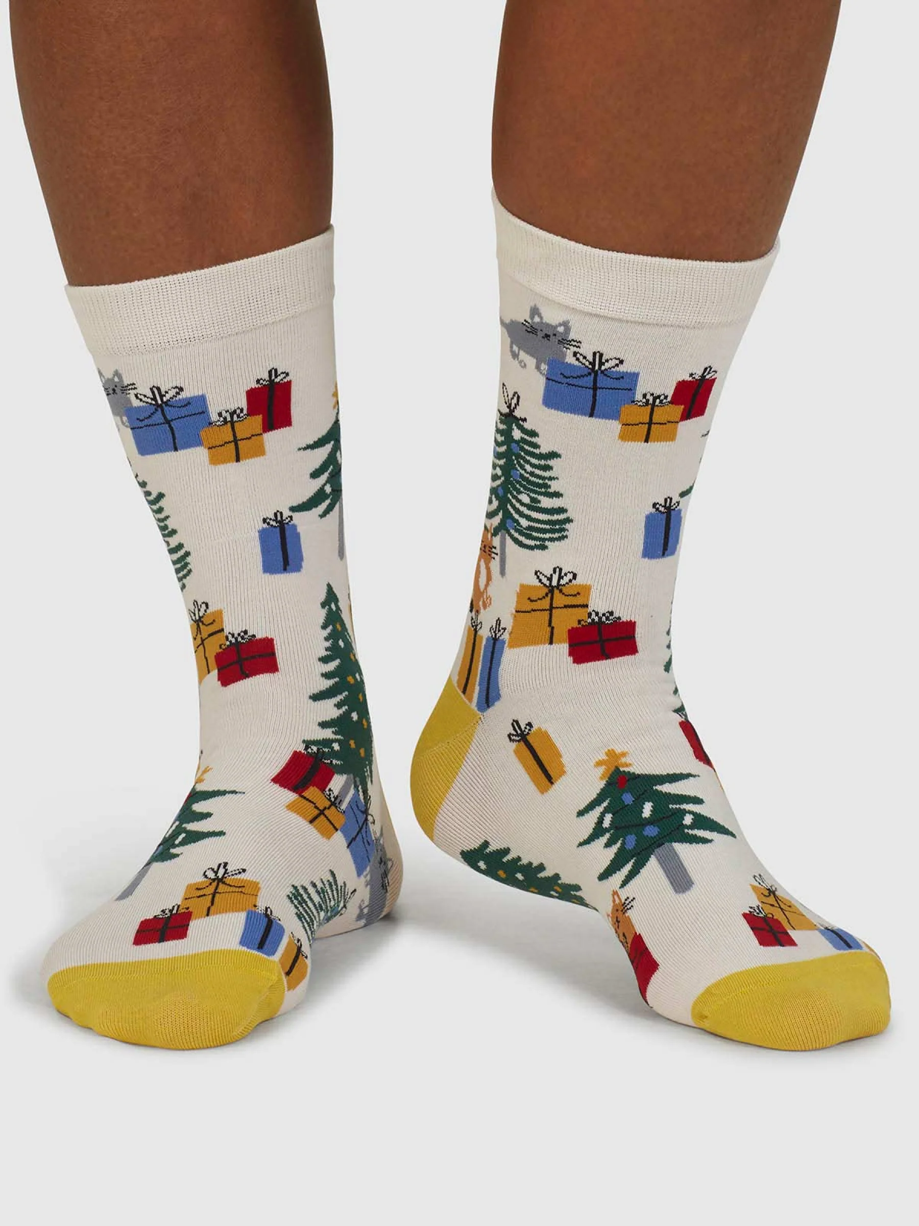 Jemila Christmas Organic Cotton Socks - Stone White - Flockneti