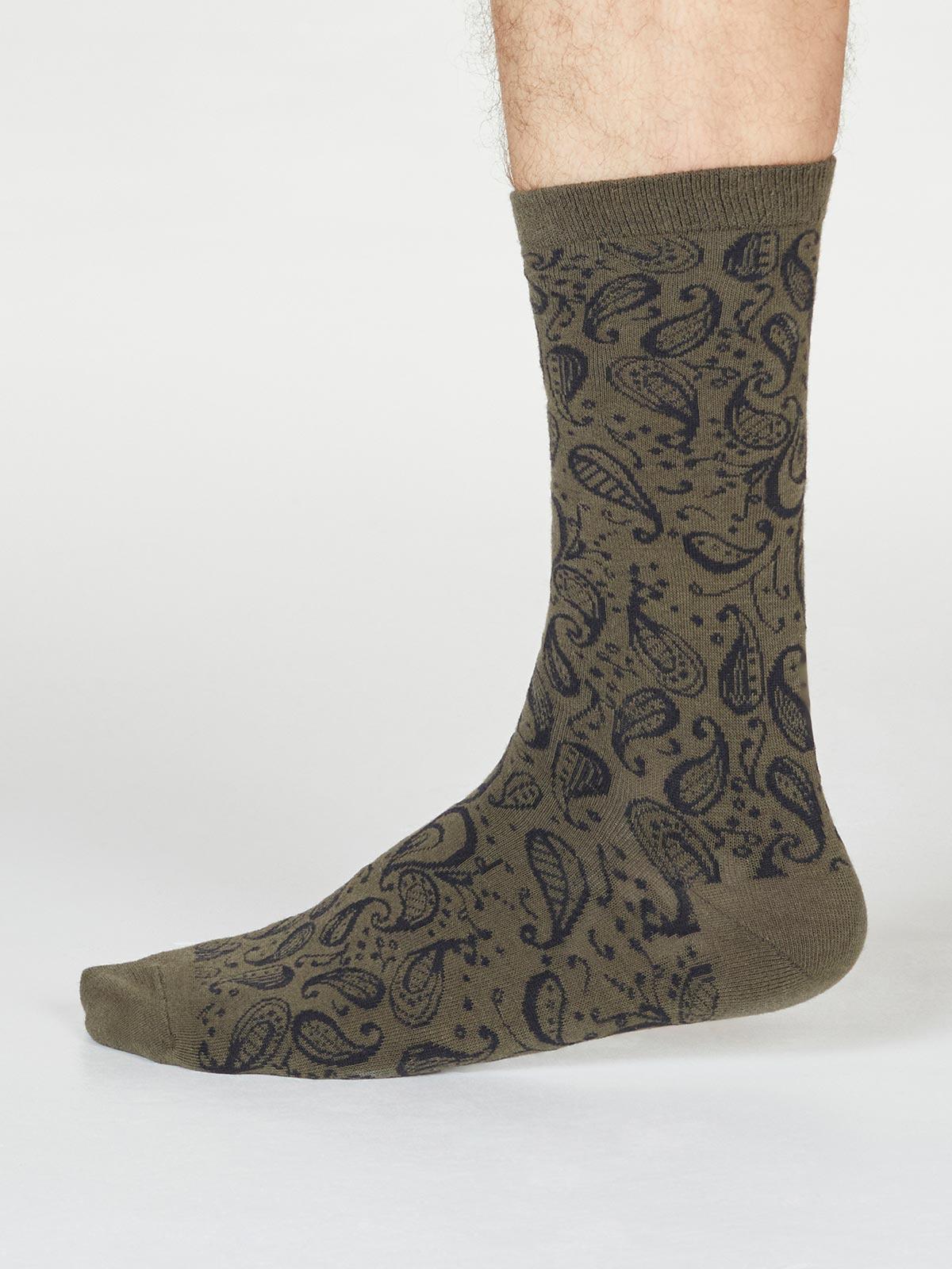 Larnard Paisley Socks - Walnut Grey - Flockneti