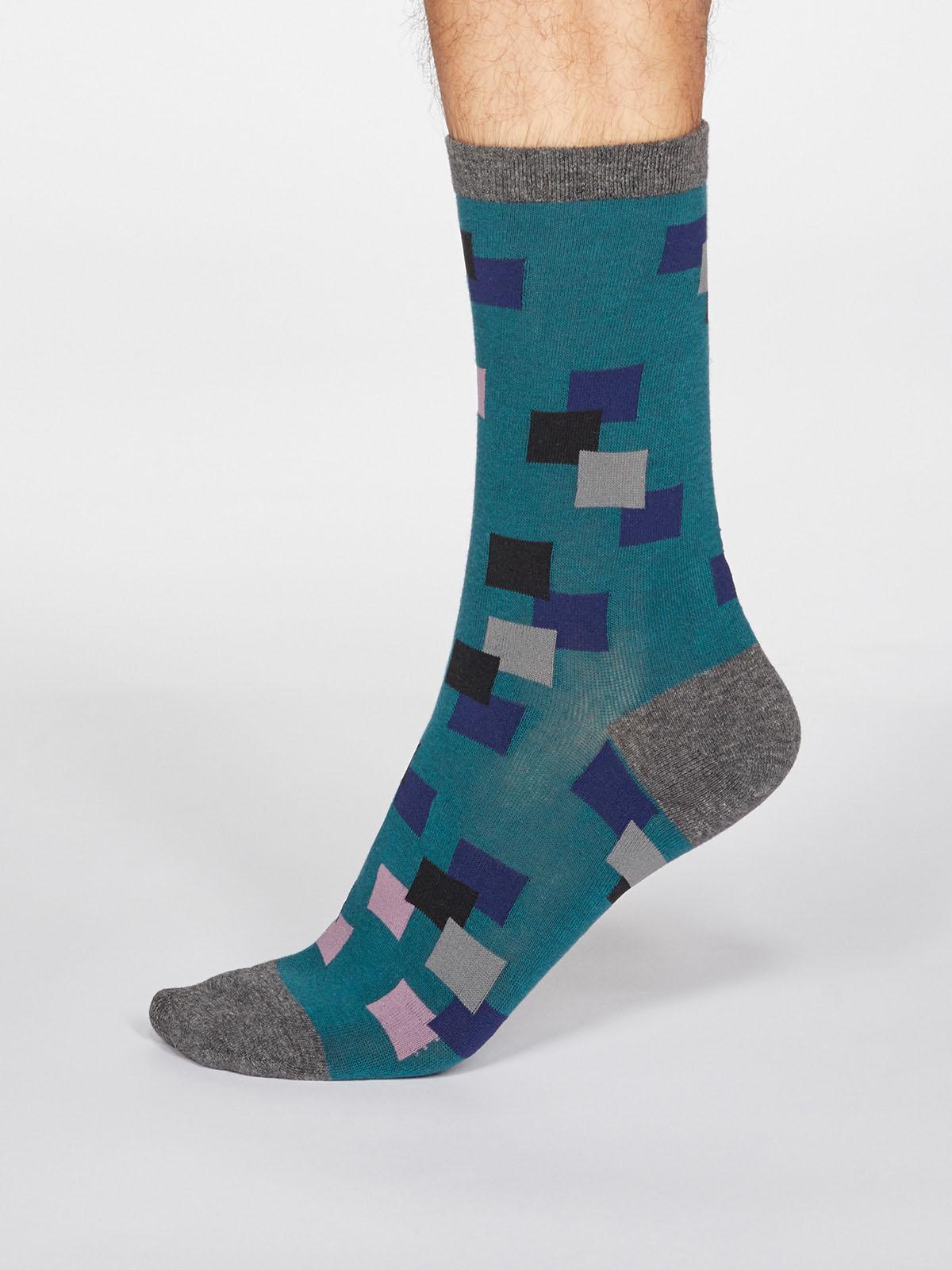 Evan Square Socks - Teal Green - Flockneti