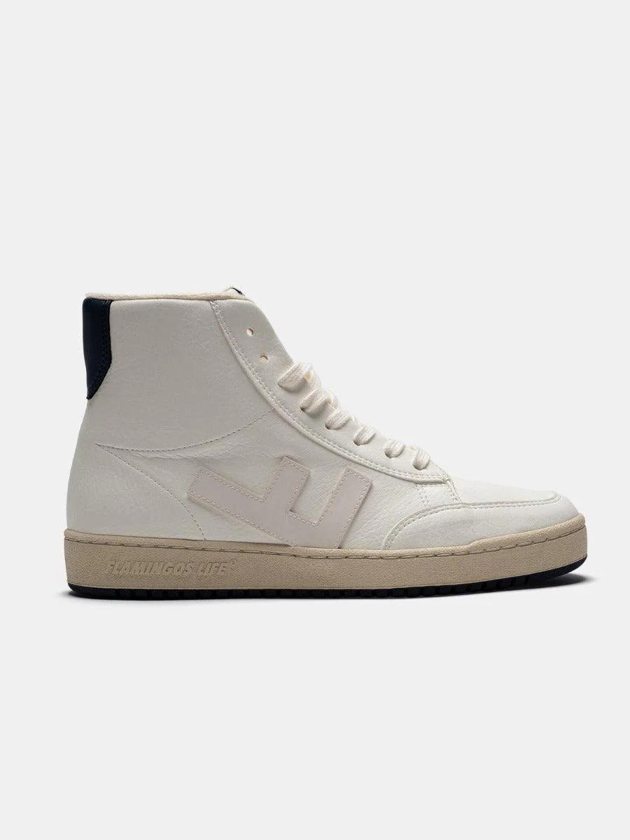 Flamingos Life Old 80s Vegan Hi Top Trainer - White Ivory Bicolor - Flockneti