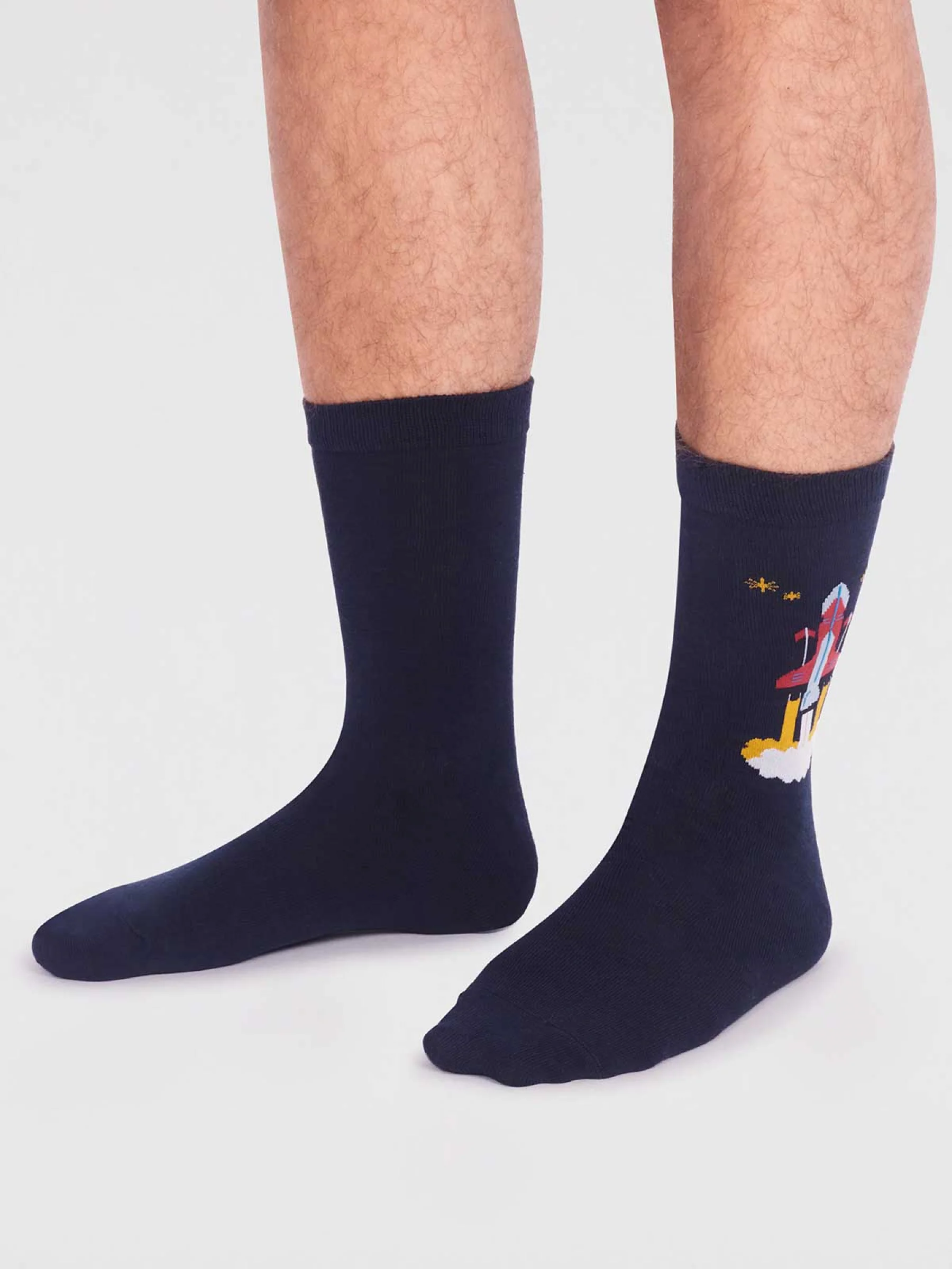 Onyx Organic Cotton Rocket Socks - Navy - Flockneti