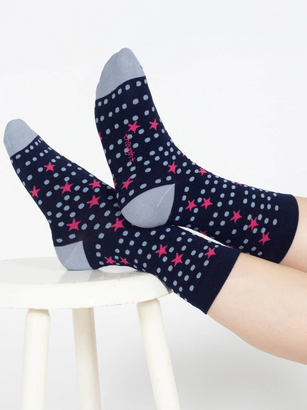 Mixed Shape Bamboo Socks - Navy/Blue Star - Flockneti