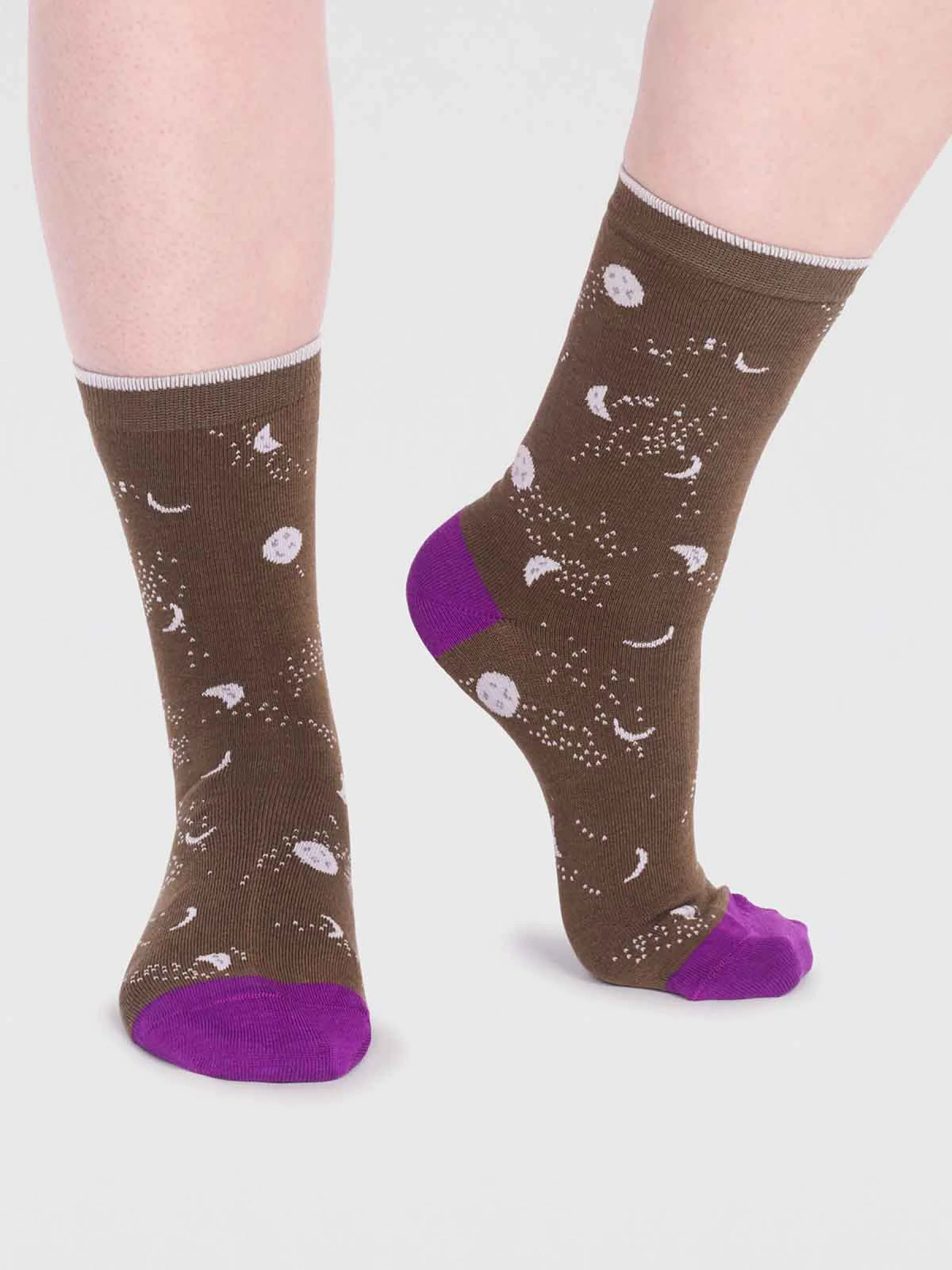 Mona Bamboo Moon Socks - Moss Green - Flockneti