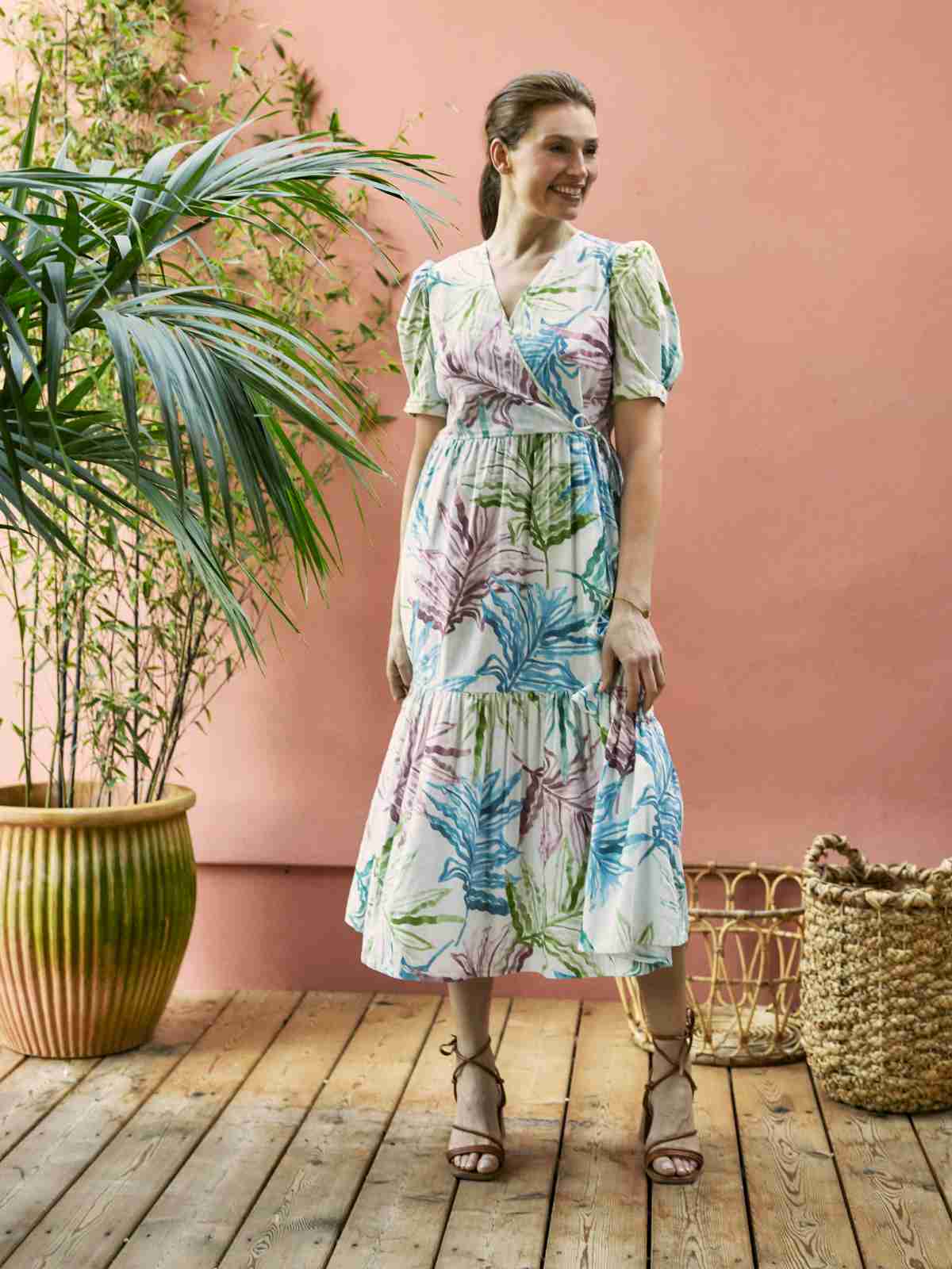 Laurel Hemp Watercolour Wrap Dress - Multi - Flockneti