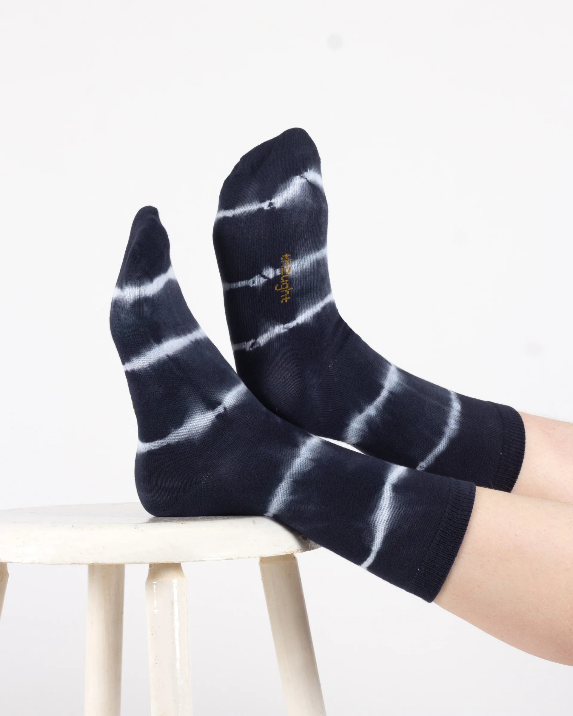 Tie Dye Organic Cotton Crew Socks - Navy Cream - Flockneti