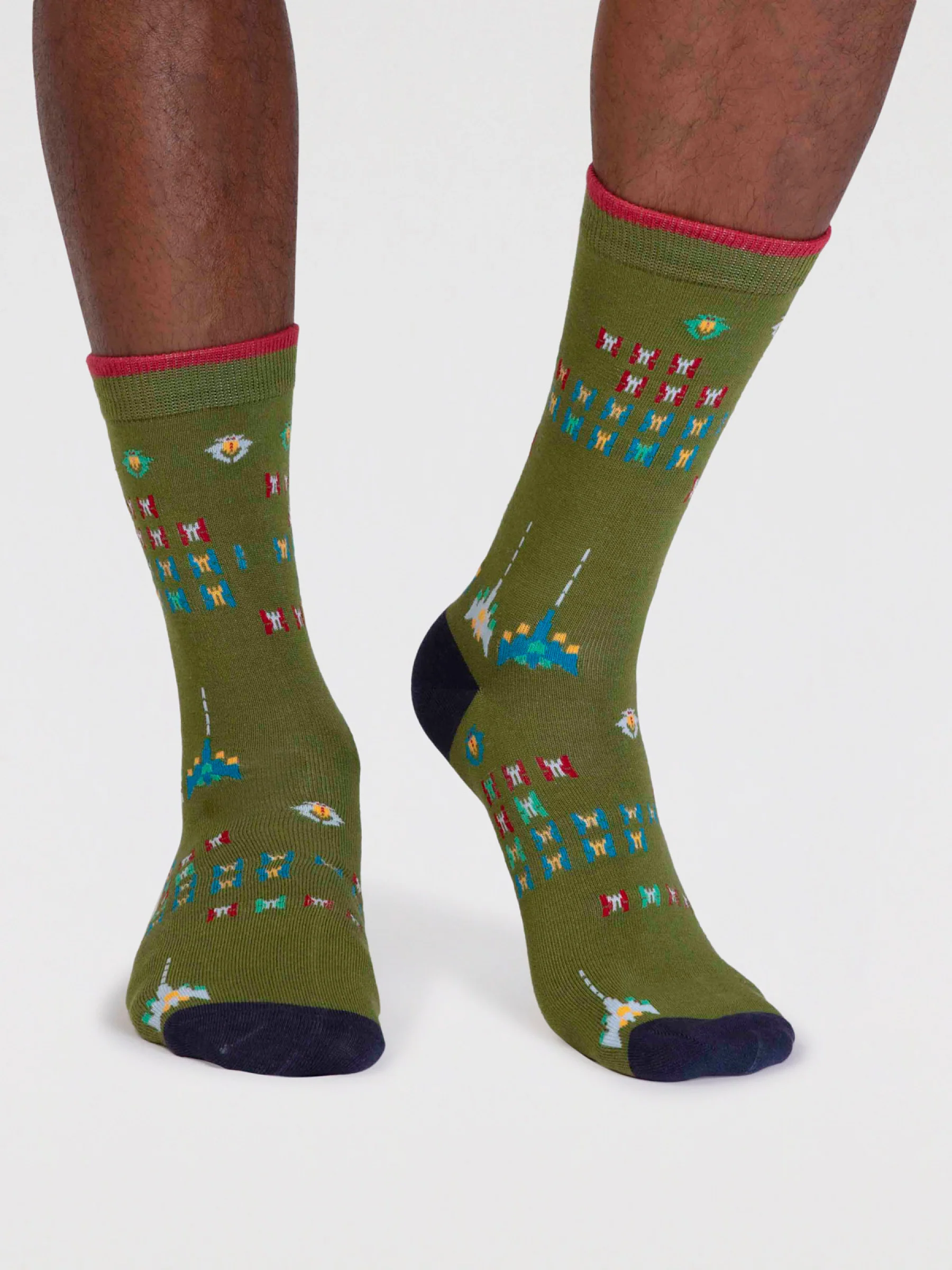 Lucas Bamboo Arcade Socks. - Moss Green - Flockneti