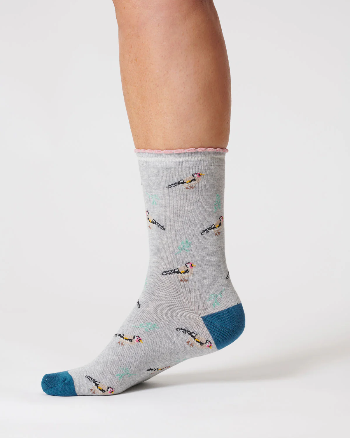 Womens Bird Organic Cotton Socks - Grey Marl - Flockneti