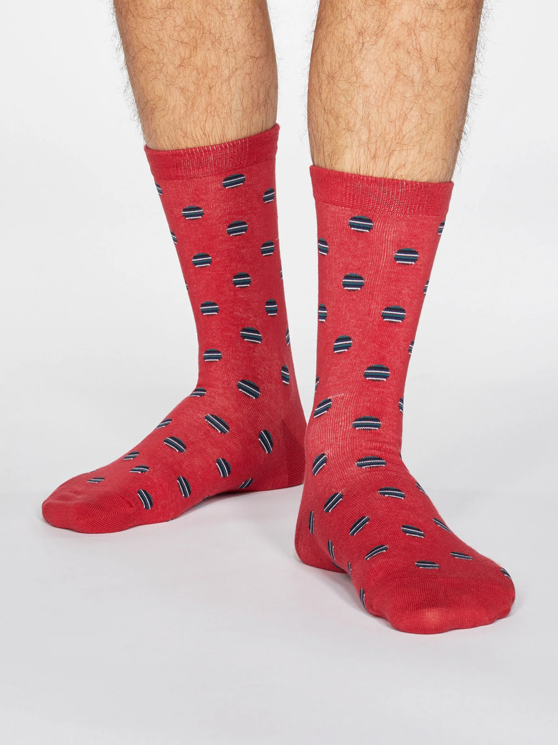 Grayson Spot Stripe Socks - Berry Red - Flockneti