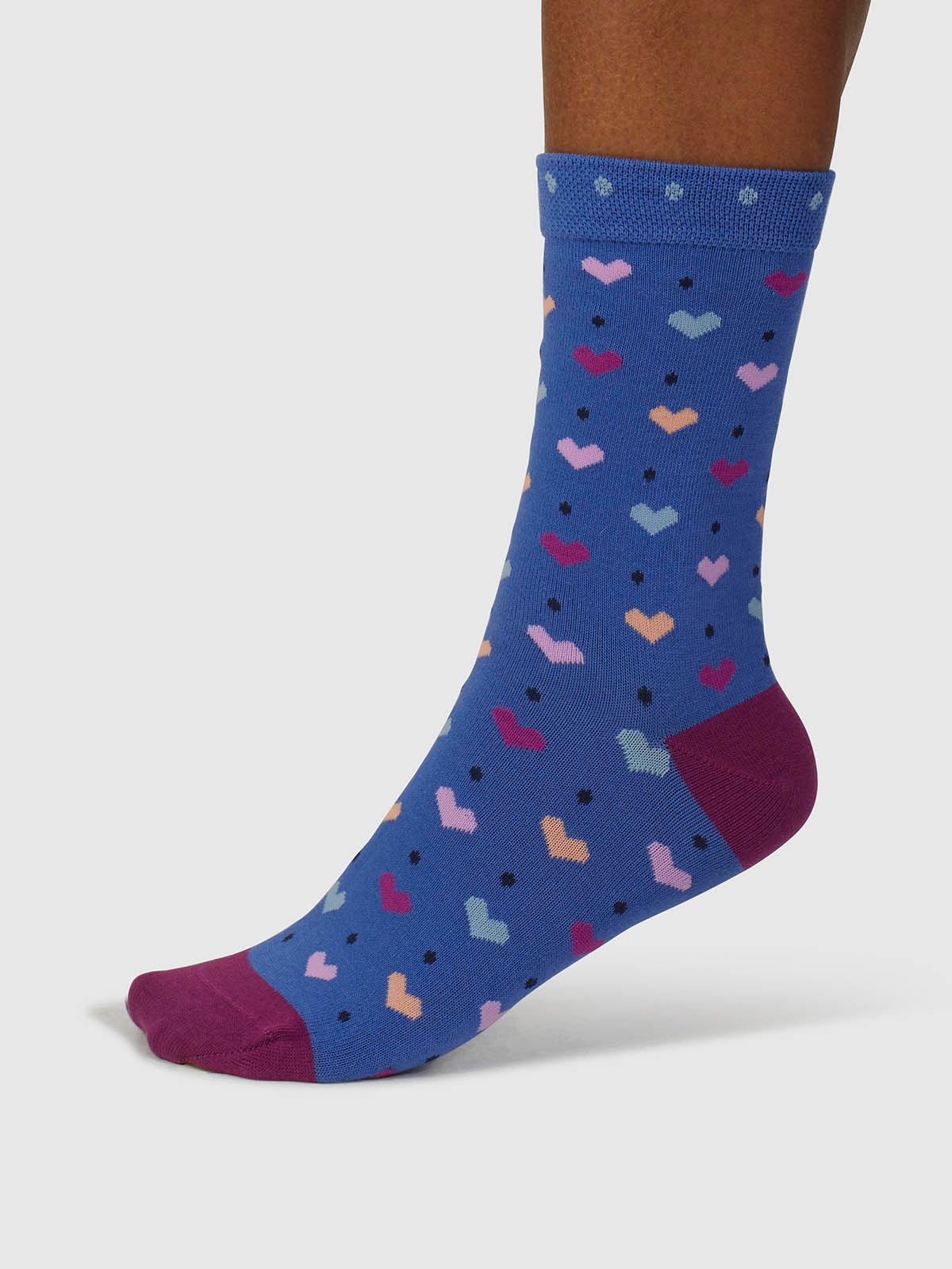 Tyas Heart Organic Cotton Socks - Light Sapphire Blue - Flockneti