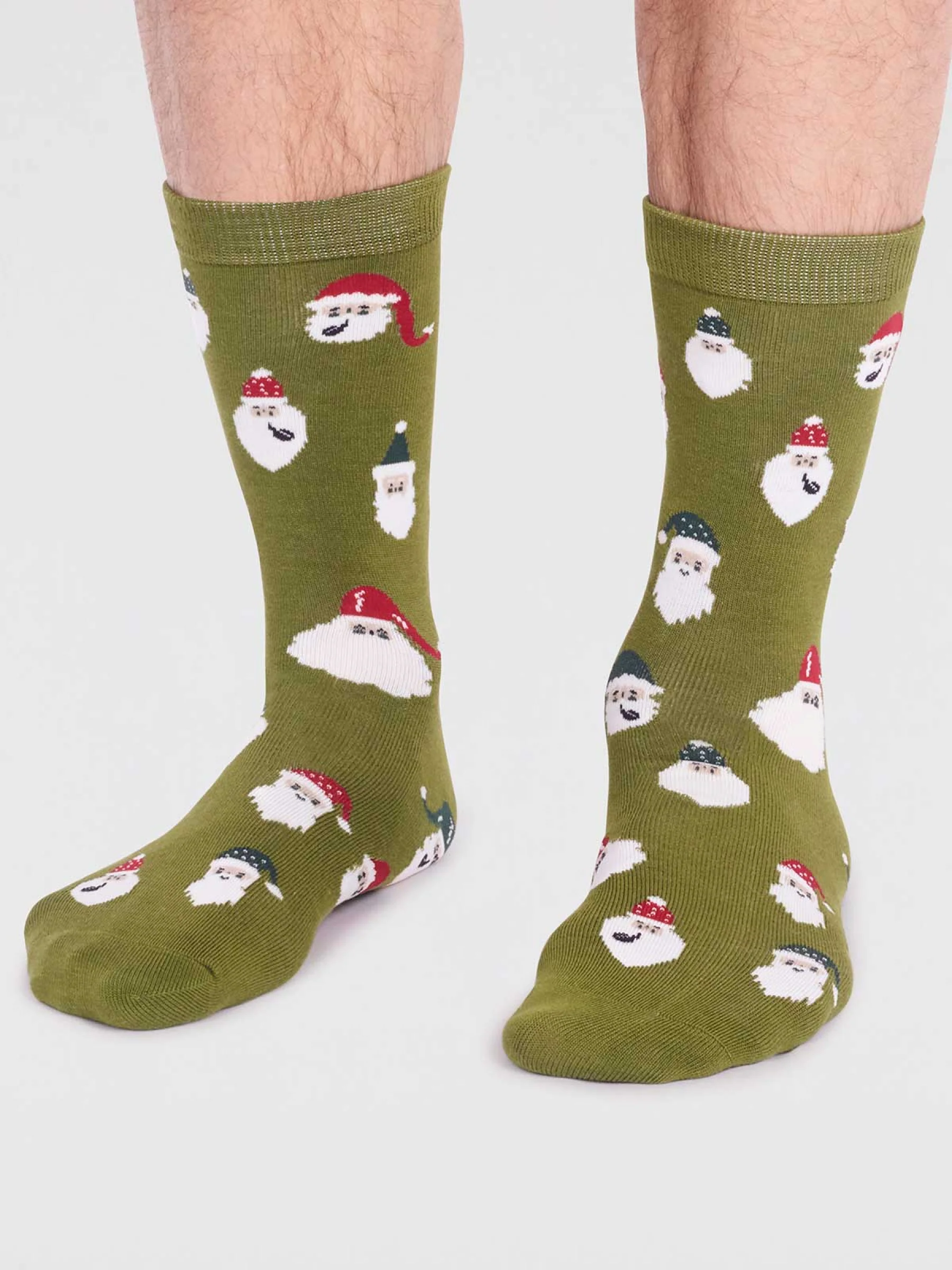 Alfredo Bamboo Christmas Snowman Socks - Lichen Green - Flockneti