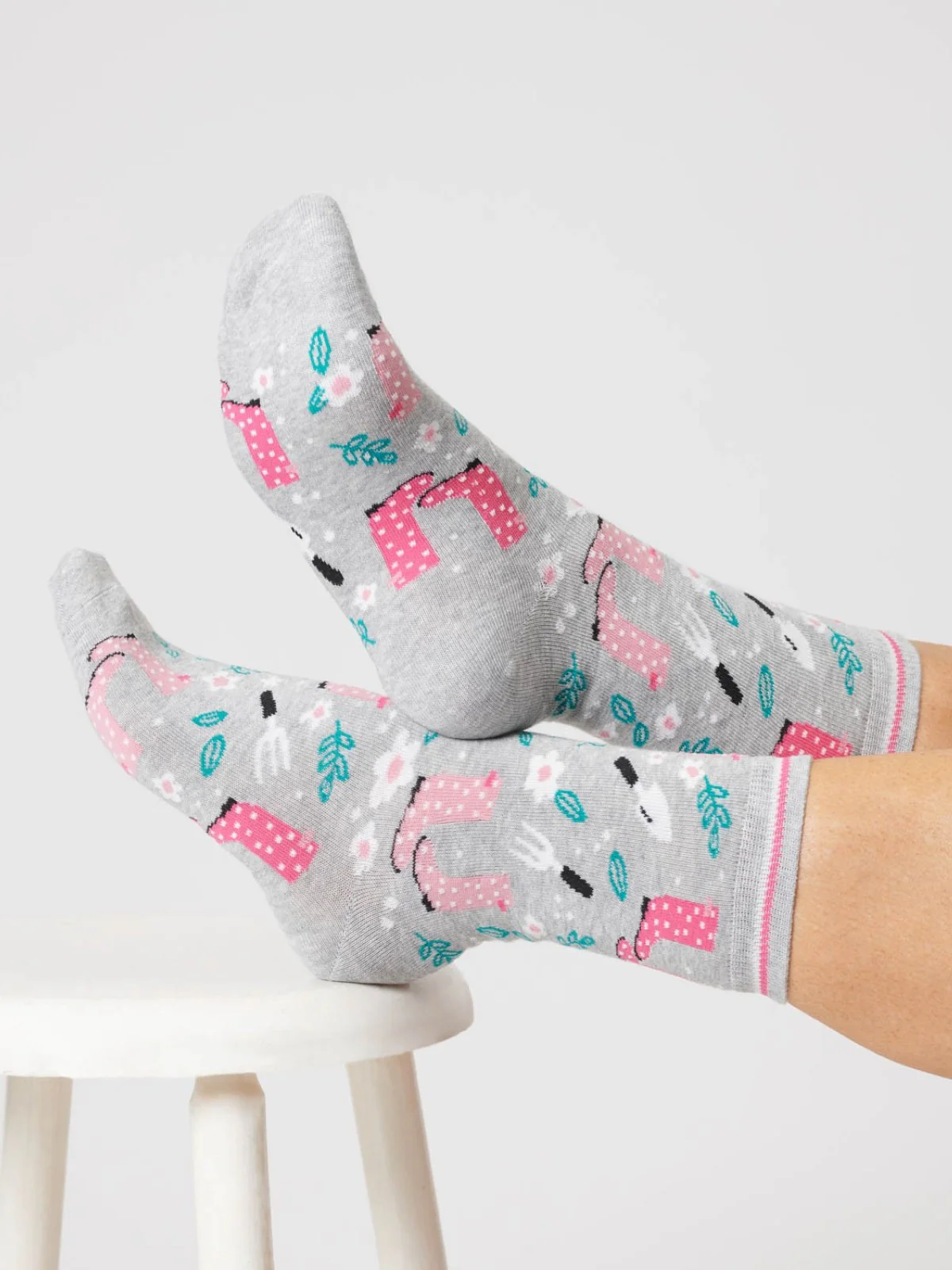 Womens Garden Tools Bamboo Sock - Grey Marl - Flockneti