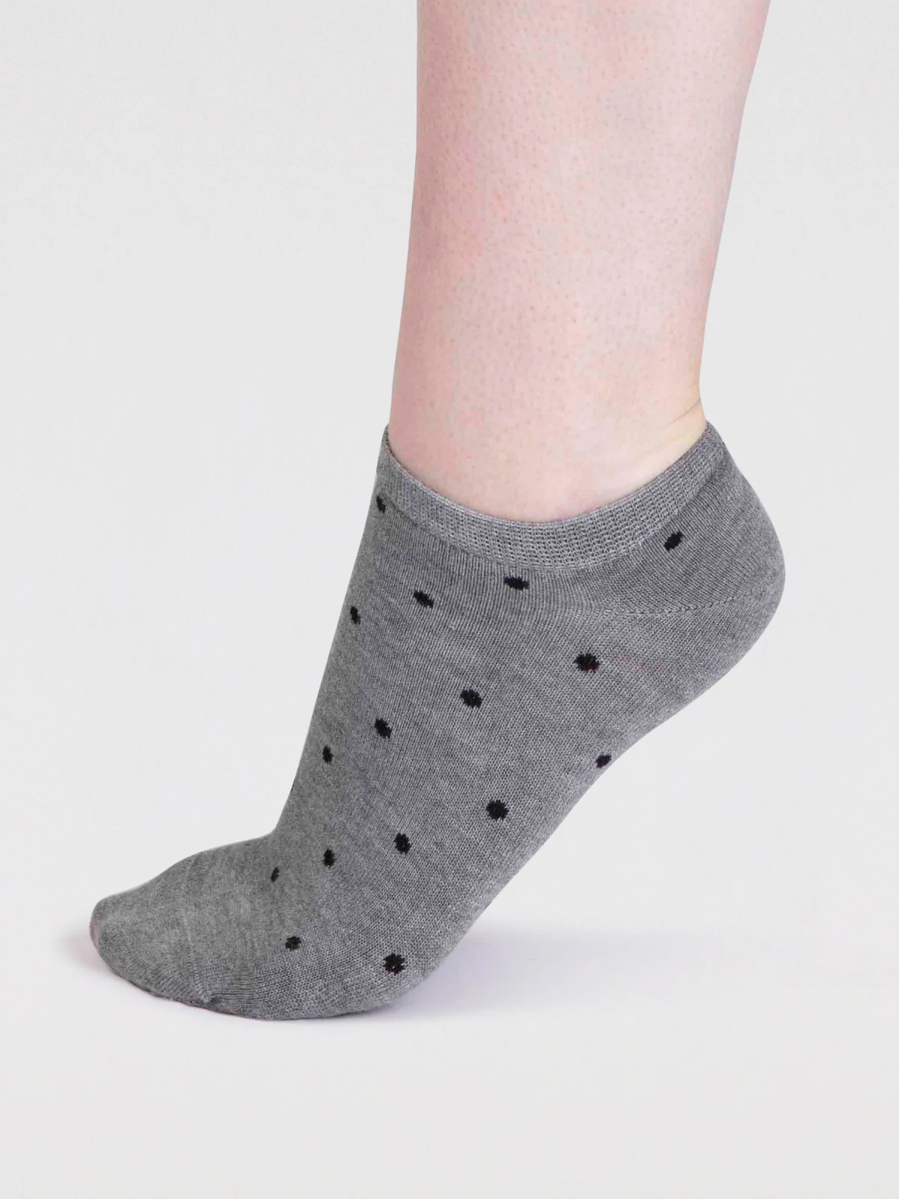 Dottie Bamboo Spotty Trainer Socks - Grey Marle - Flockneti