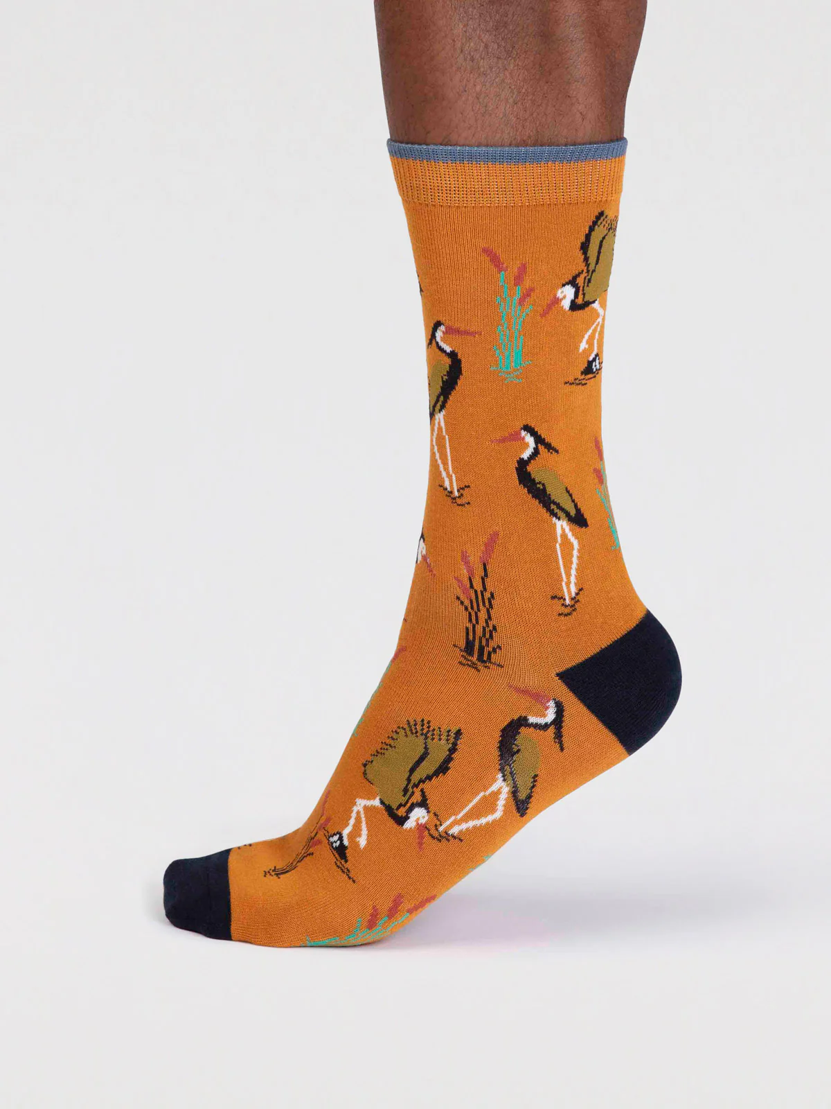 Gino Bamboo Heron Bird Socks - Turmeric Yellow - Flockneti