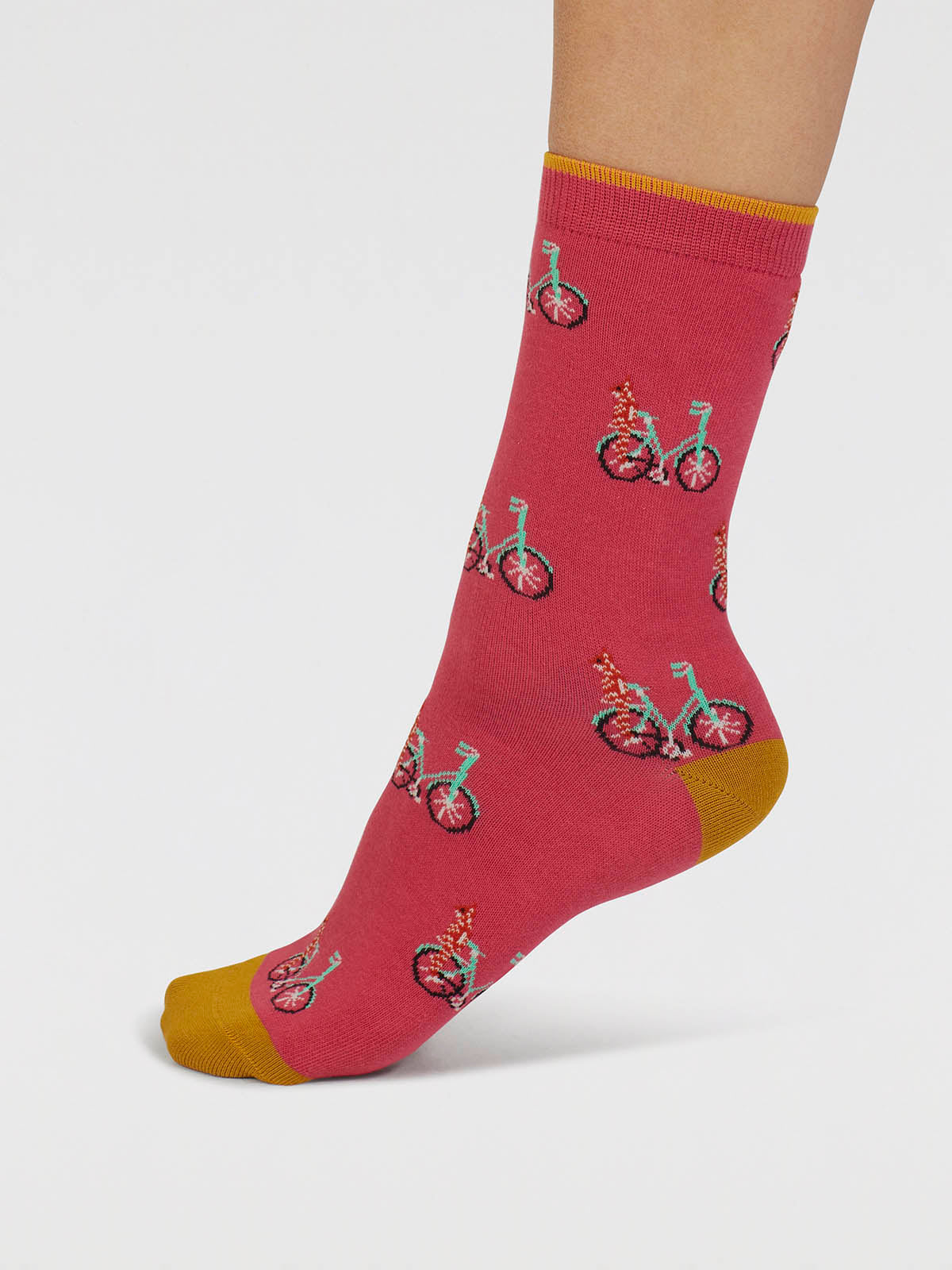 Dilloyn Cat And Bike Organic Cotton Socks - Radish Pink - Flockneti