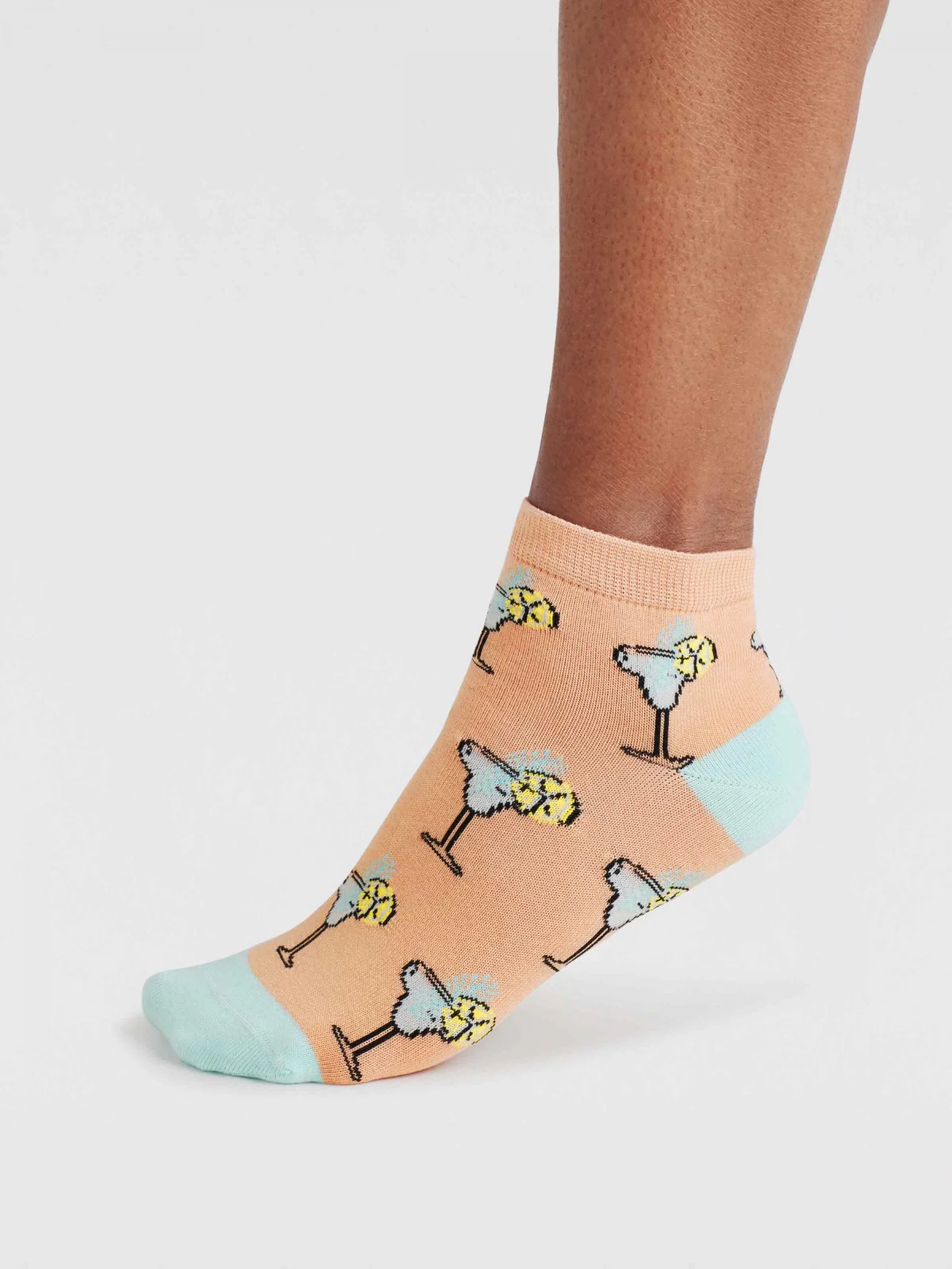 Womens Dixie Cocktail Bamboo Ankle Socks - Tangerine Orange - Flockneti