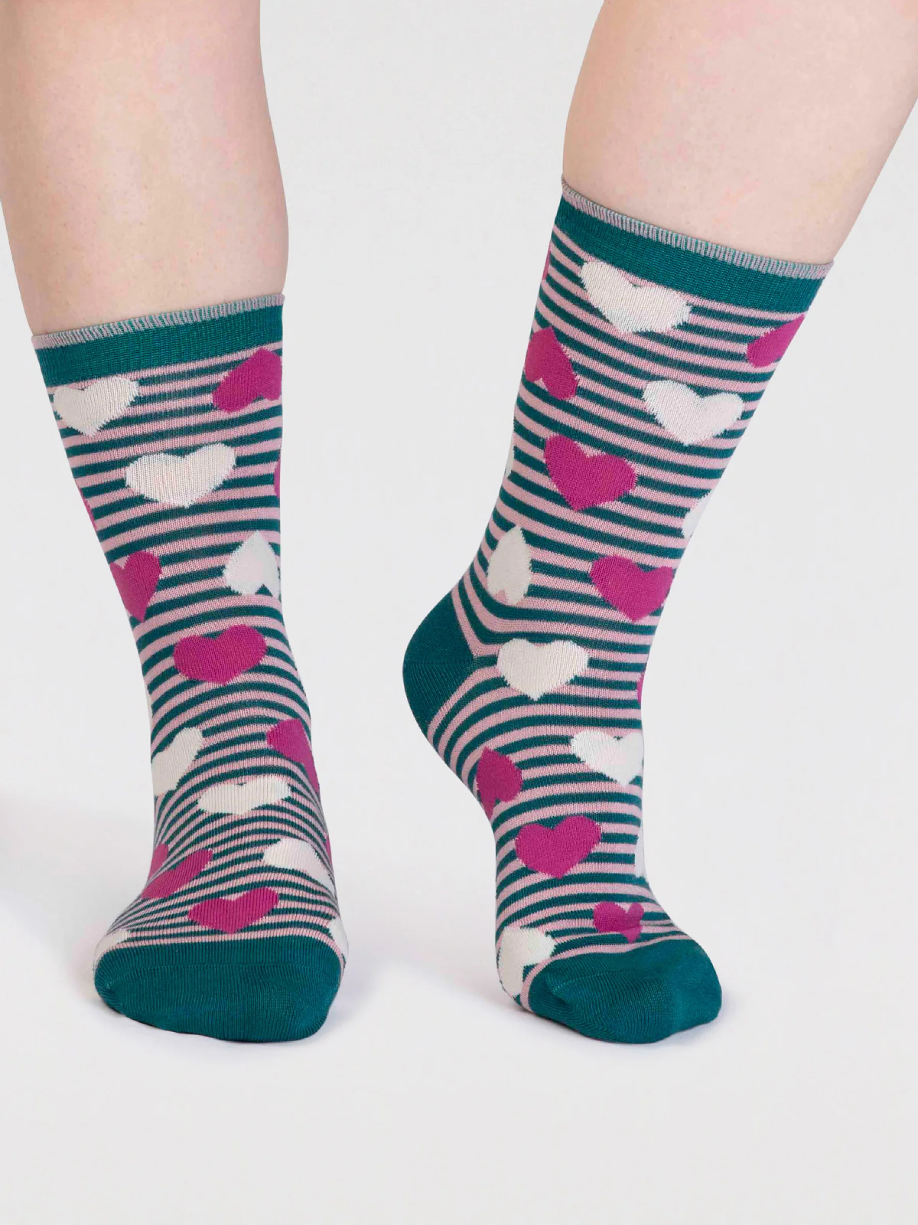 Haddie Bamboo Love Heart Socks - Malachite Green - Flockneti
